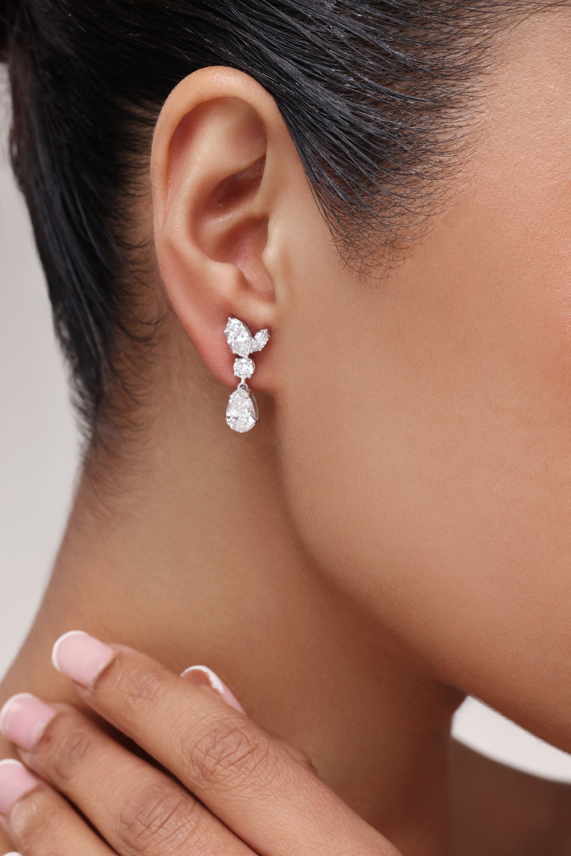 Marquise and Pear Leaf Earrings