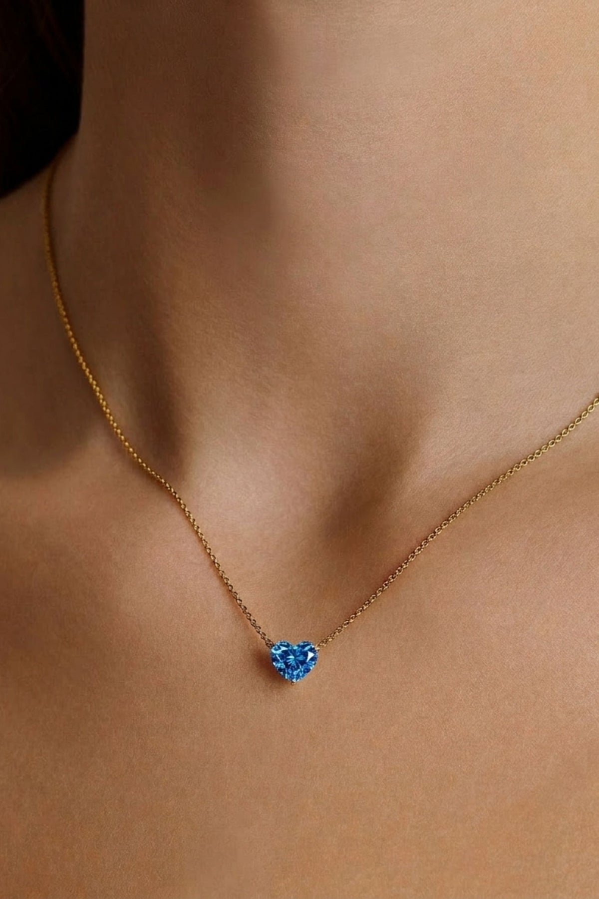 Blue Diamond Heart Pendant