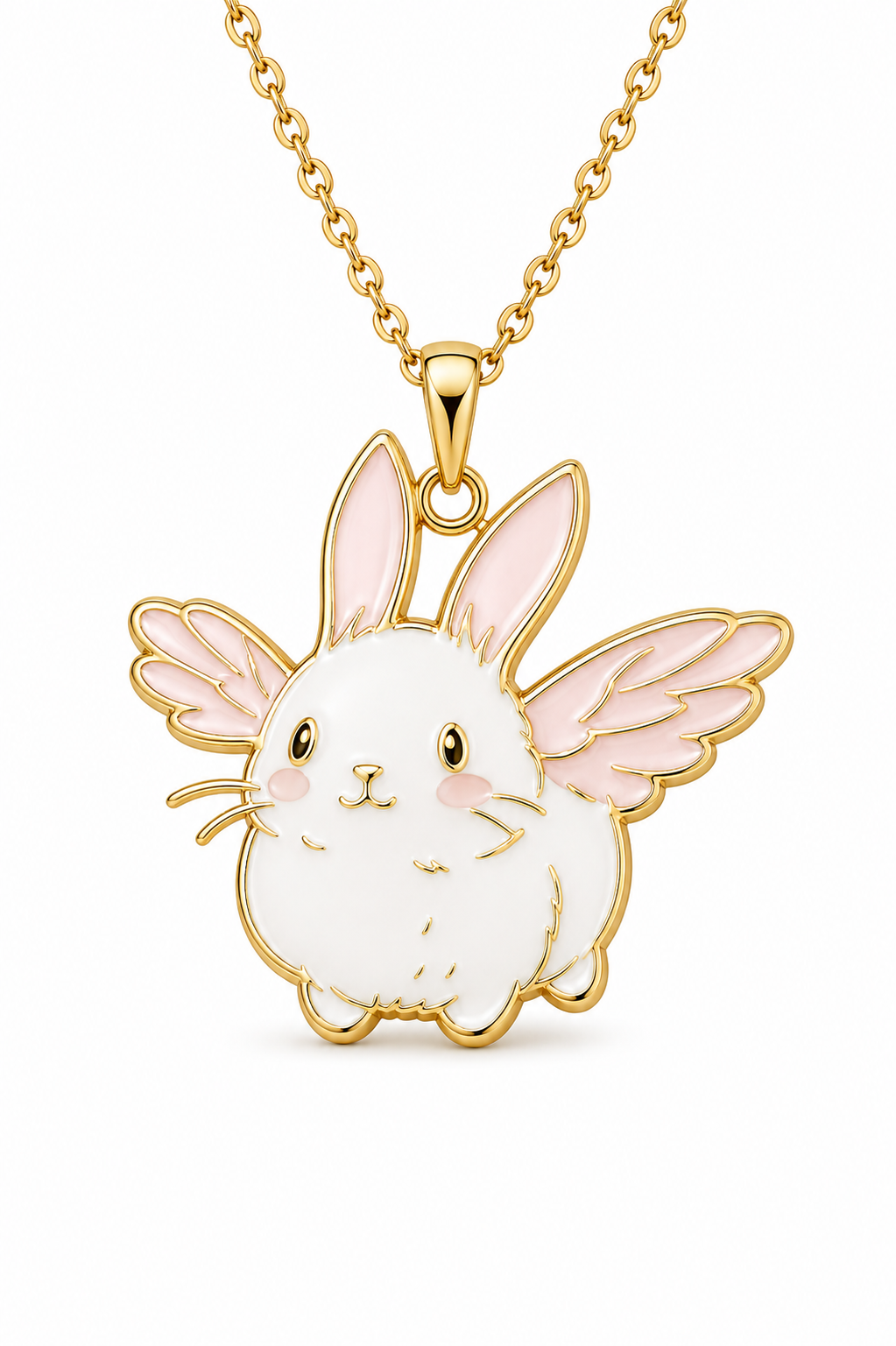 Pink Enamel Bunny Charm Pendant