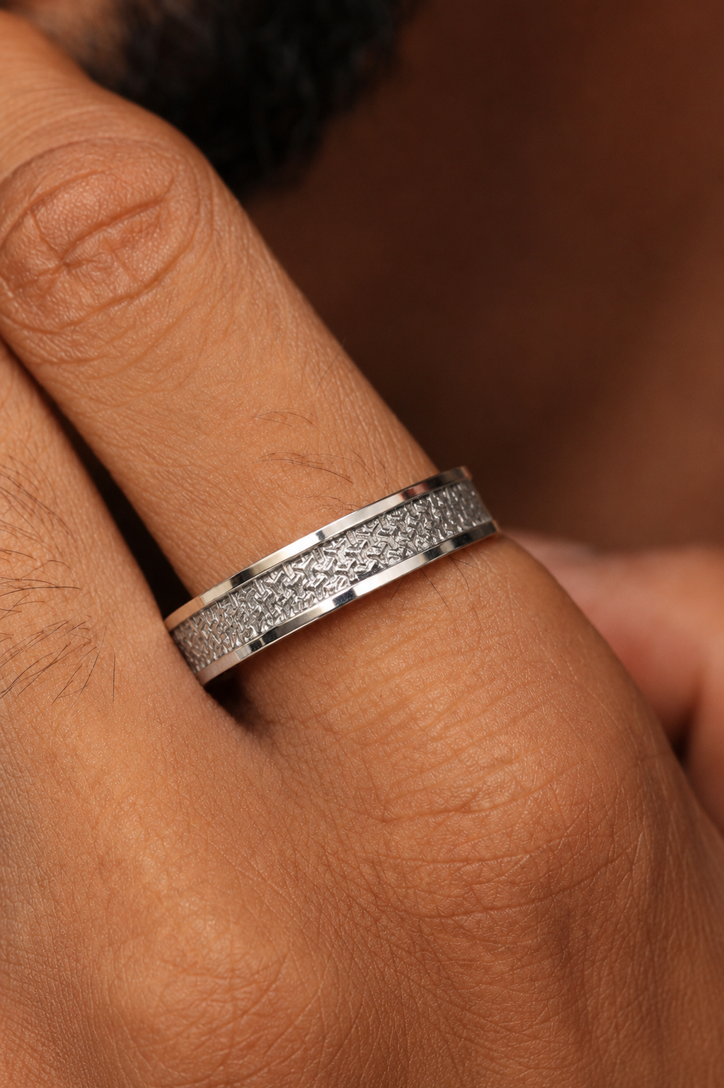 White & Blue Diamond Pavé Band