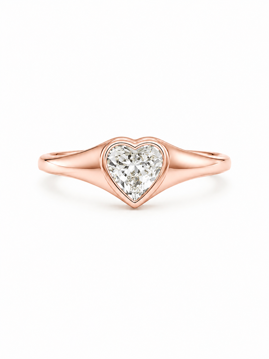 Bezel Set Heart Solitaire Ring