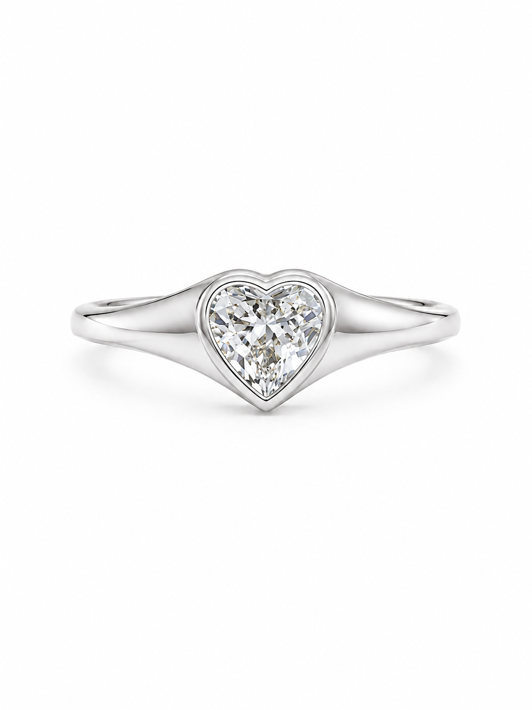 Bezel Set Heart Solitaire Ring