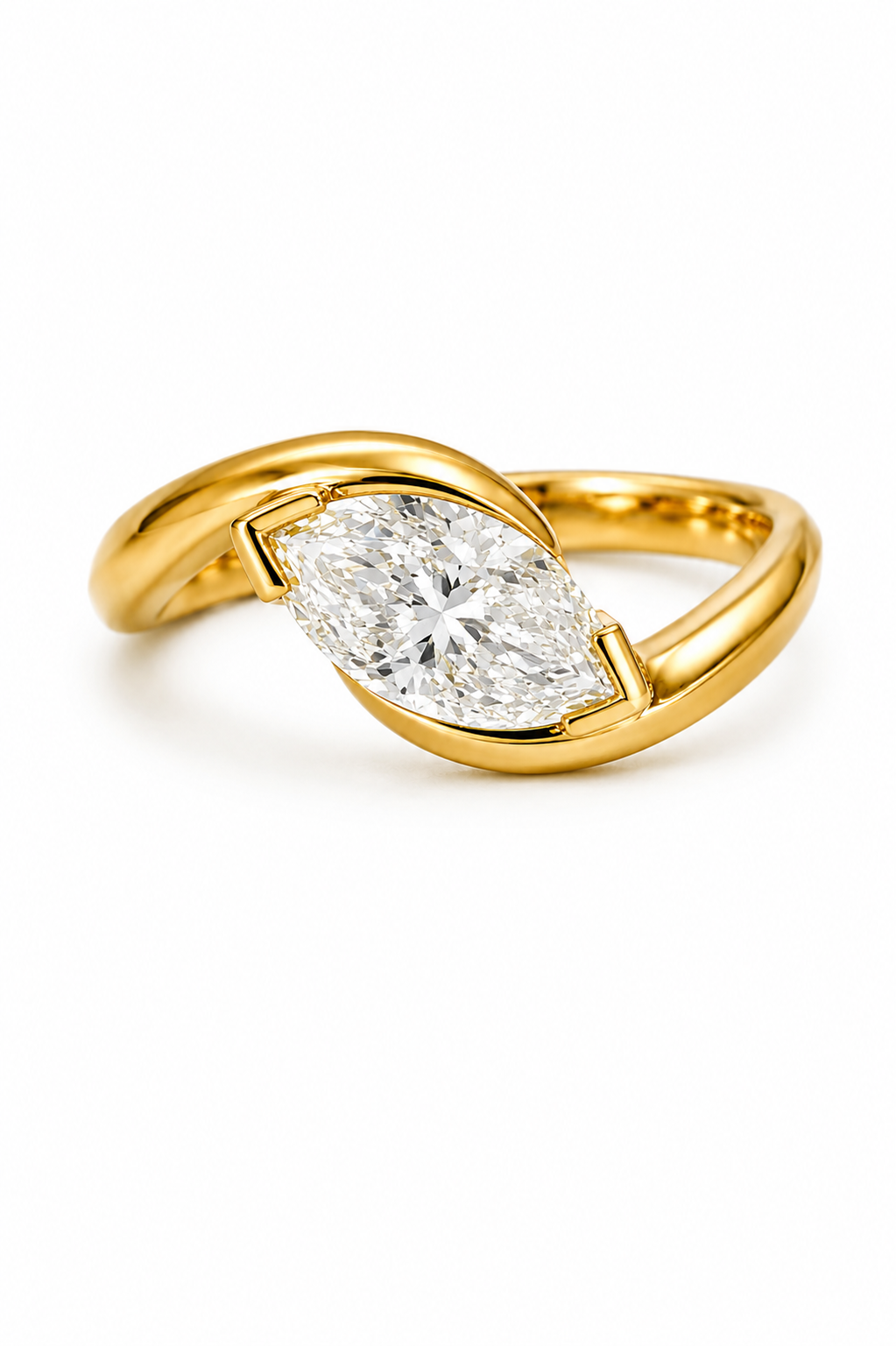 Marquise Diamond Twist Band Ring