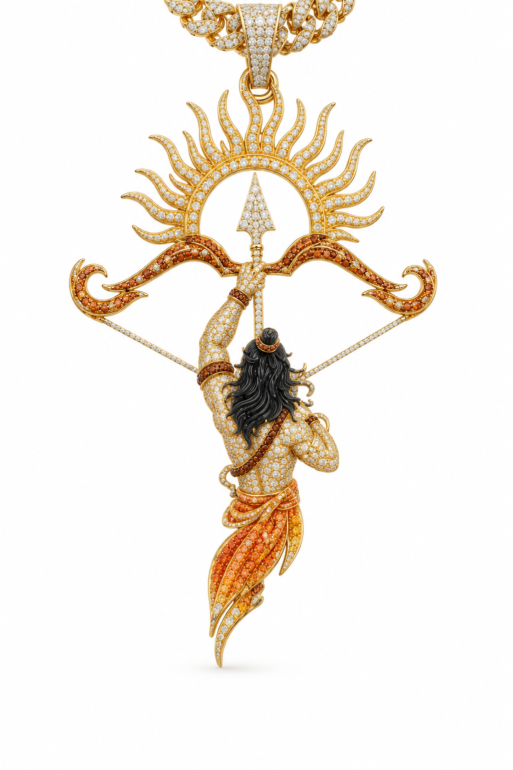 Ram Sunburst Diamond Pendant