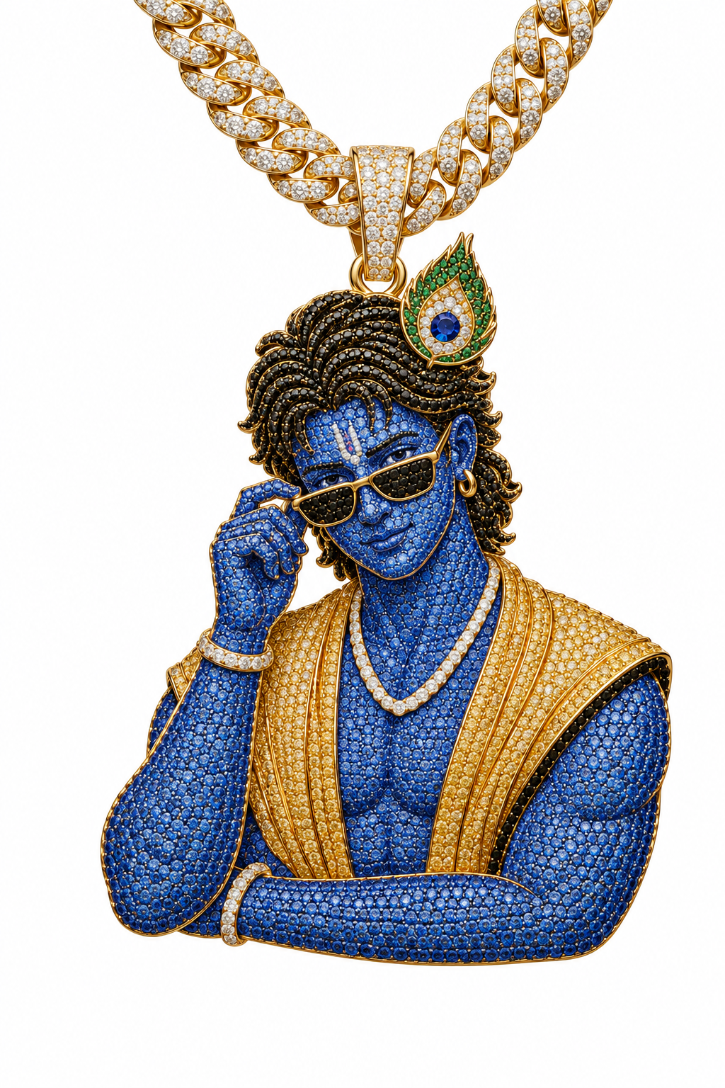Peacock-Feather Krishna Pendant