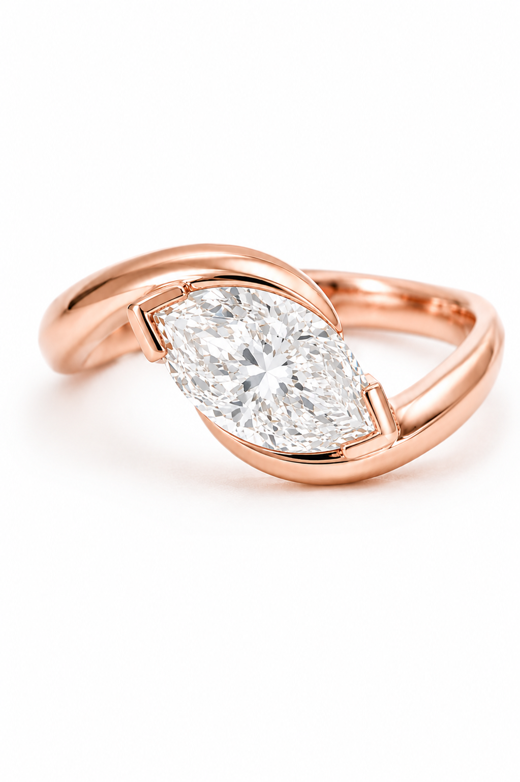 Marquise Diamond Twist Band Ring