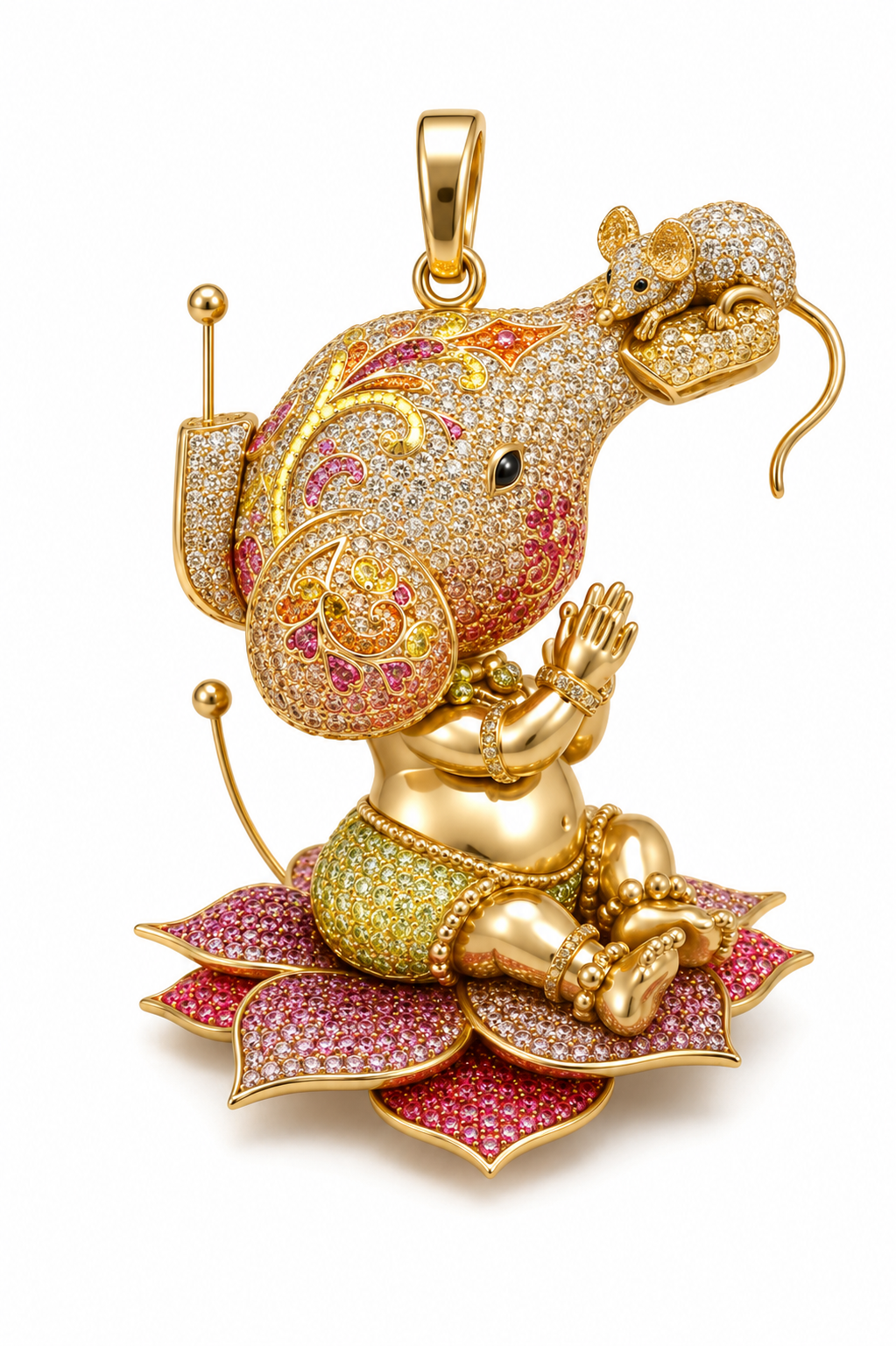 Pavé Diamond Baby Ganesh Pendant