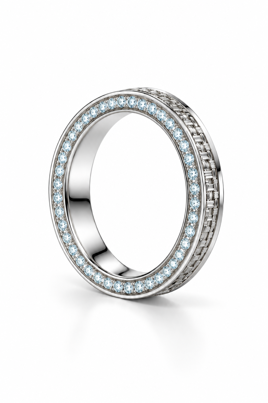 White & Blue Diamond Pavé Band