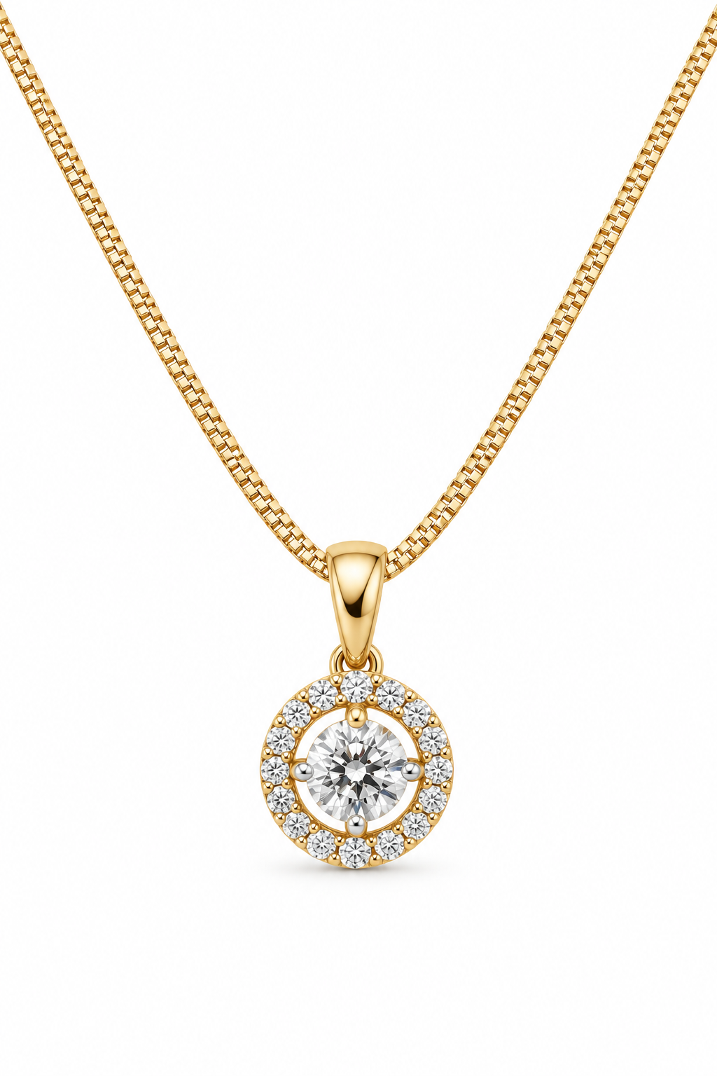 Round Halo Diamond Pendant