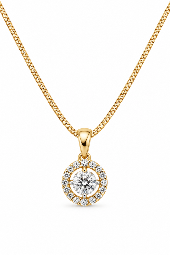 Round Halo Diamond Pendant