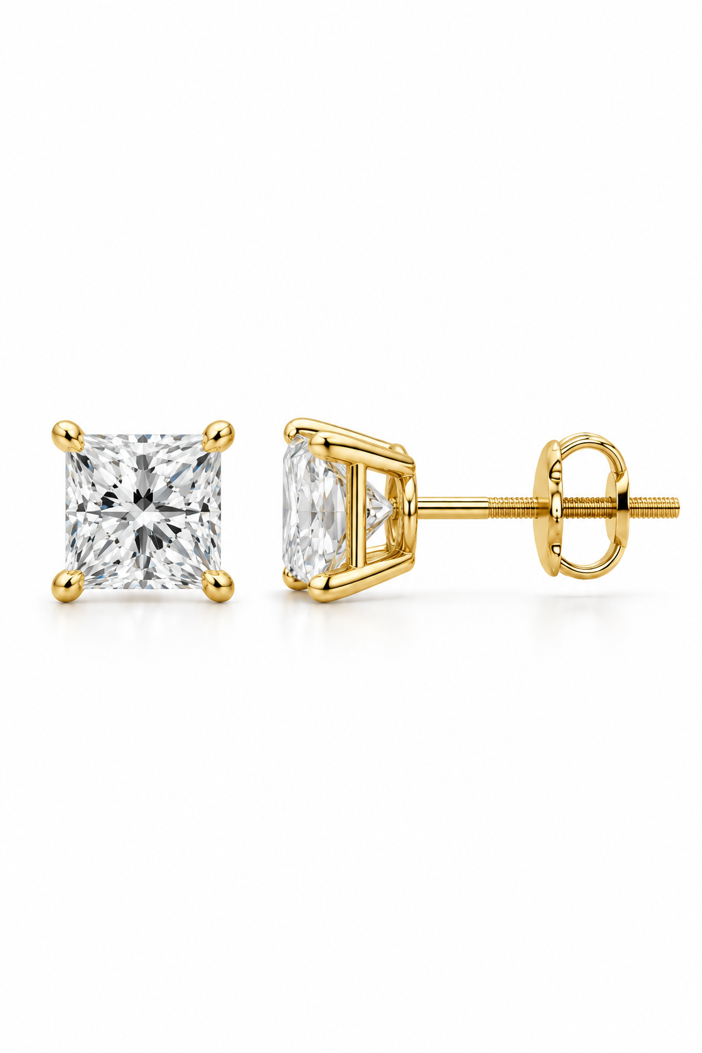 Princess Cut Diamond Mens' Stud