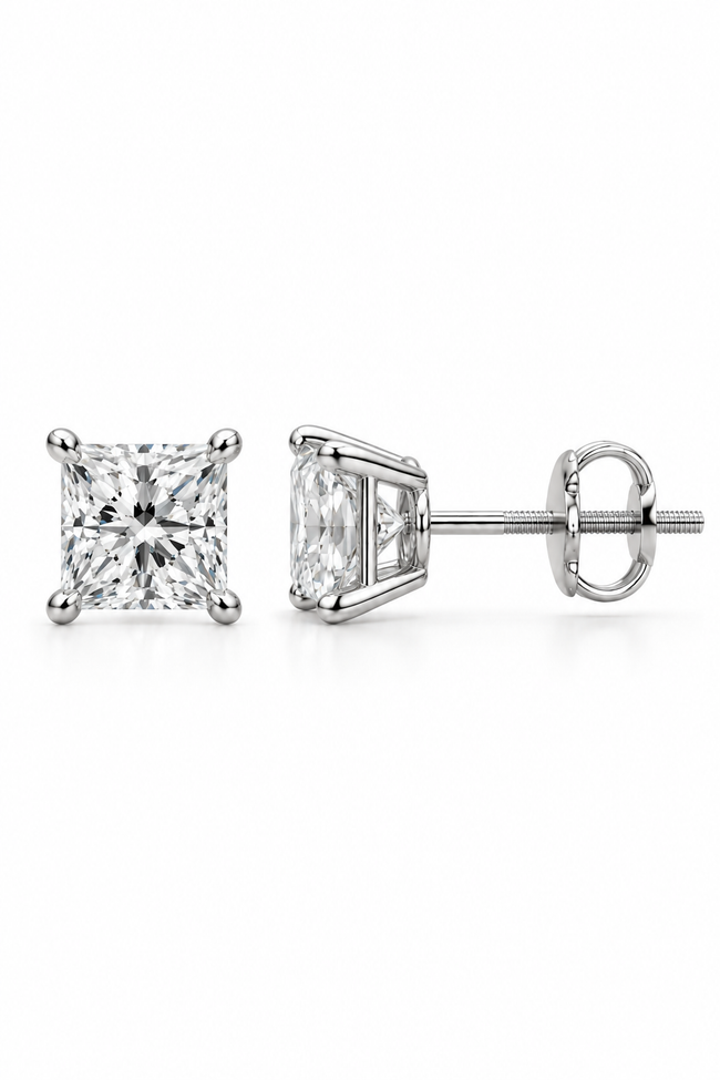 Princess Cut Diamond Mens' Stud