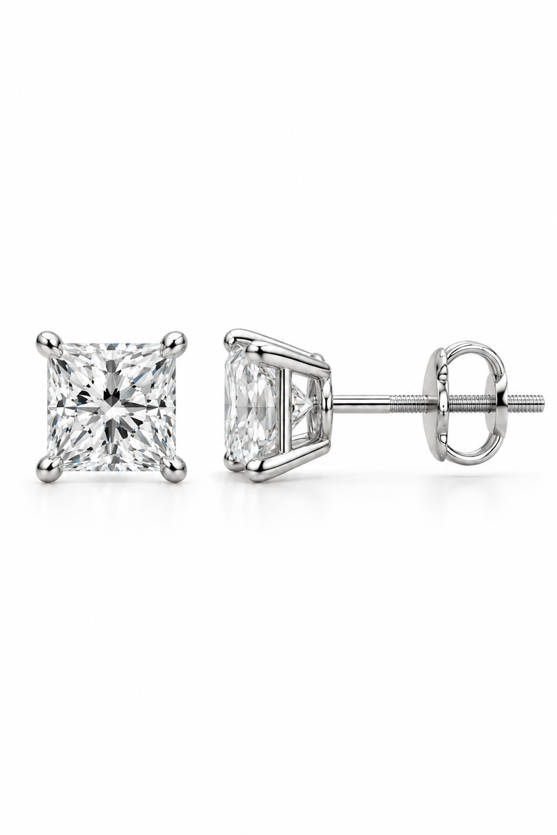 Princess Cut Diamond Mens' Stud