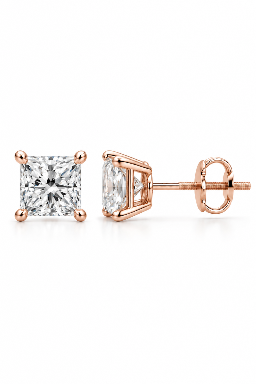 Princess Cut Diamond Mens' Stud