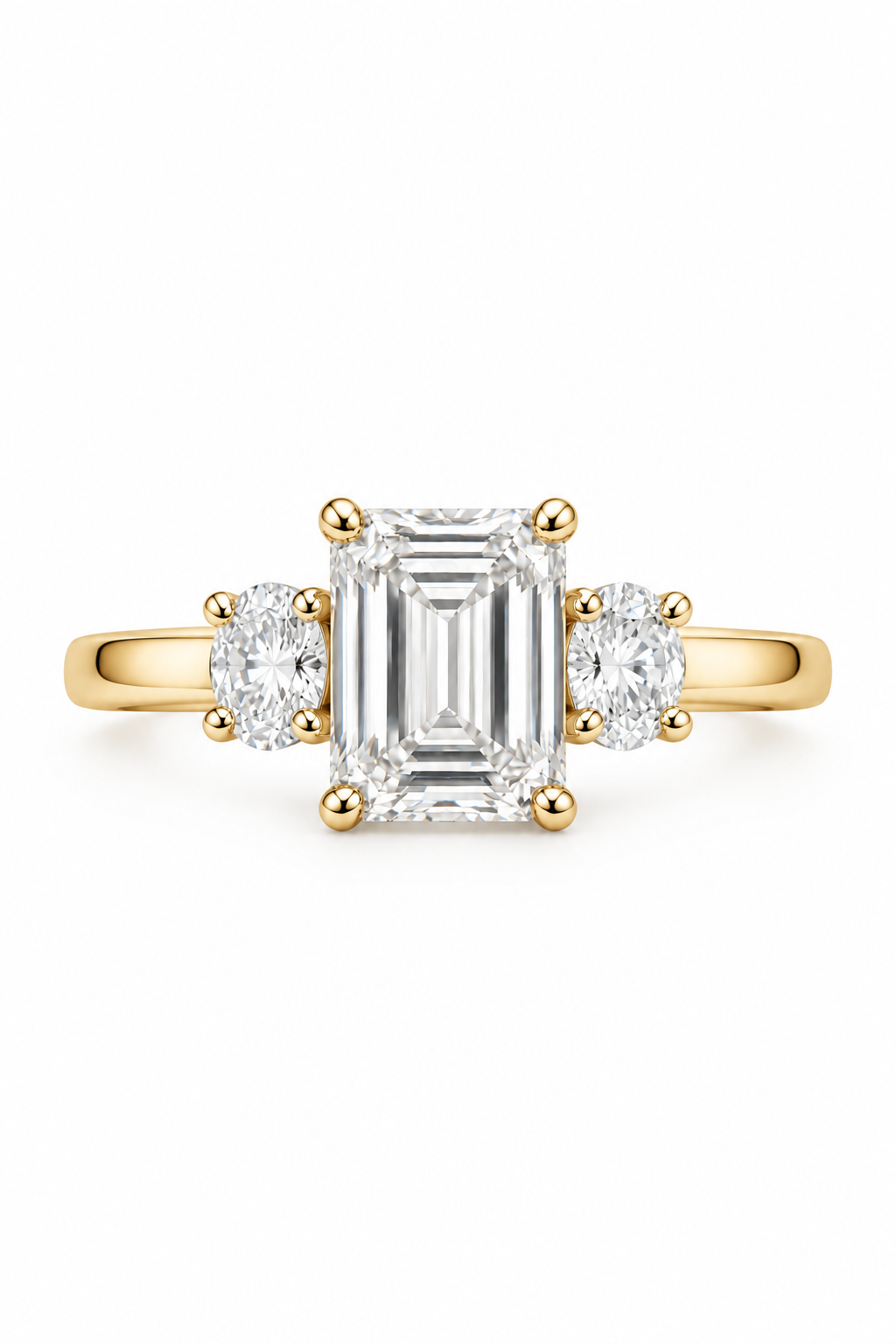 Emerald Cut With Oval Side Stones Ring