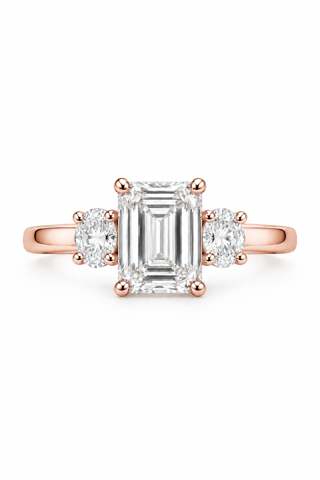 Emerald Cut With Oval Side Stones Ring