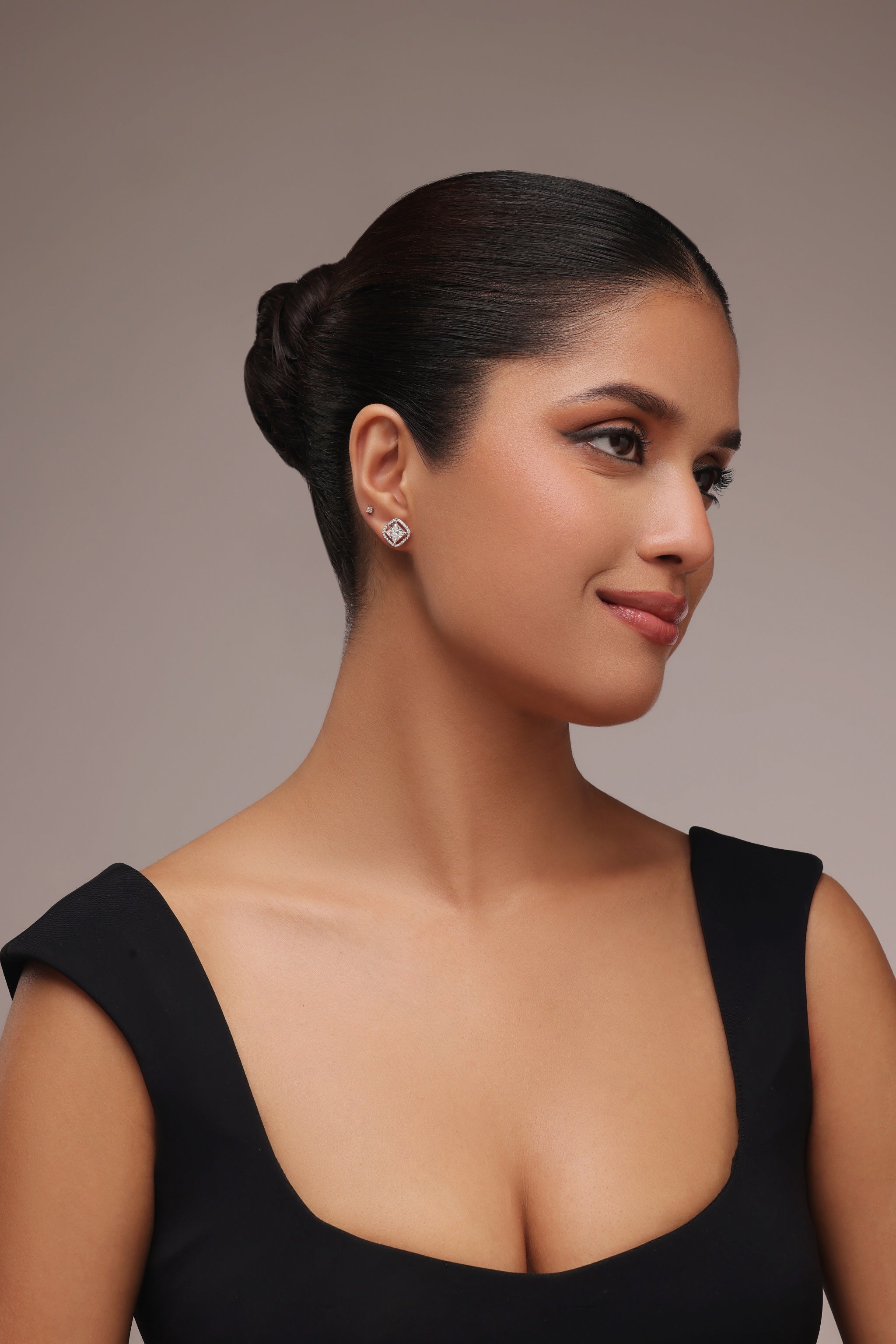 Princess Cut Diamond Halo Stud Earrings