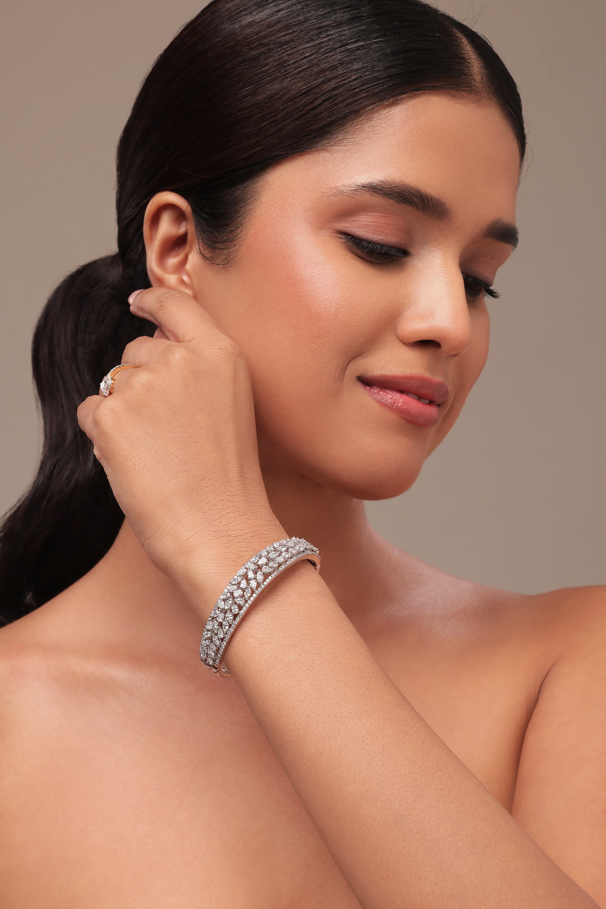 Marquise, Pear & Oval Cluster Diamond Bracelet