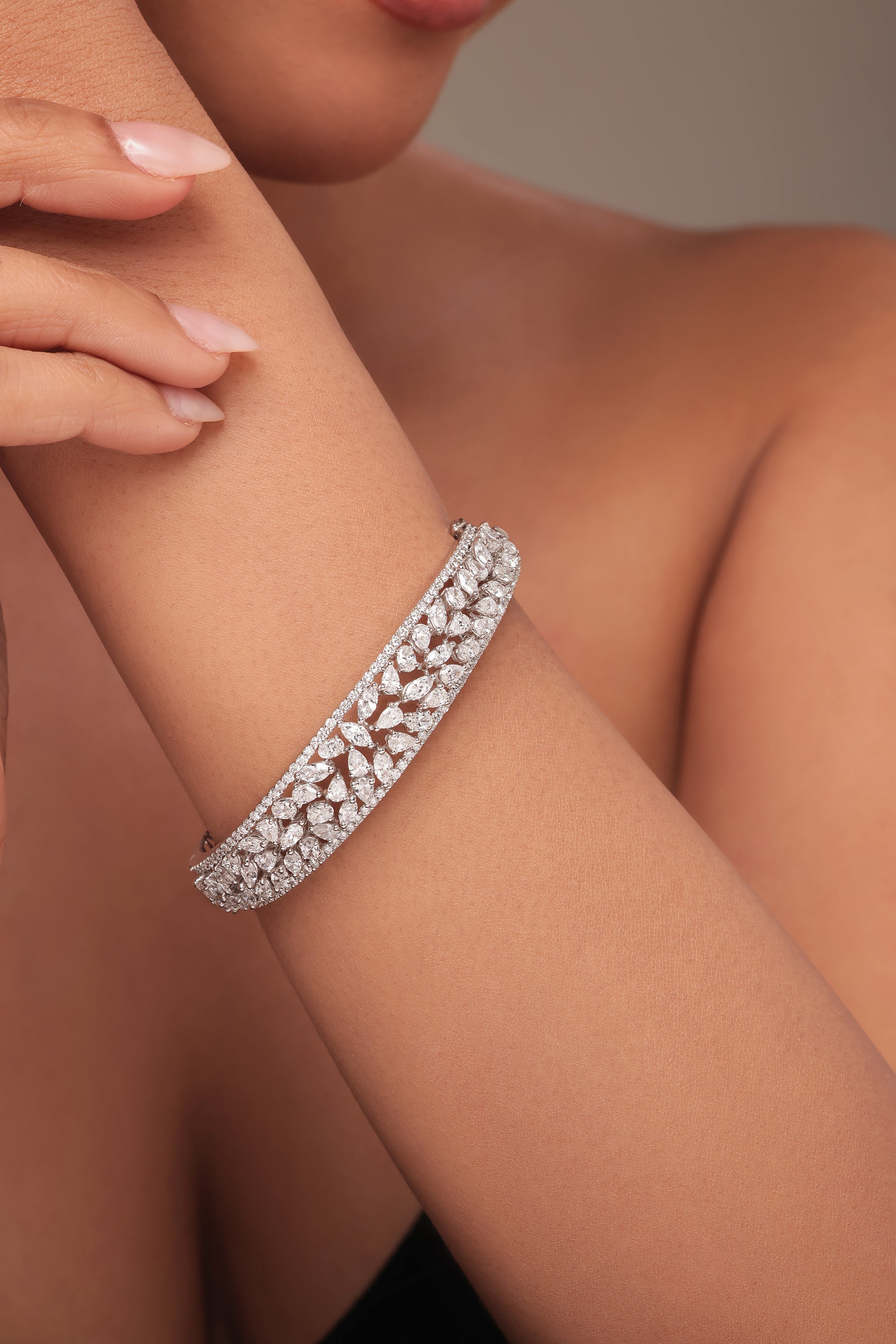 Marquise, Pear & Oval Cluster Diamond Bracelet