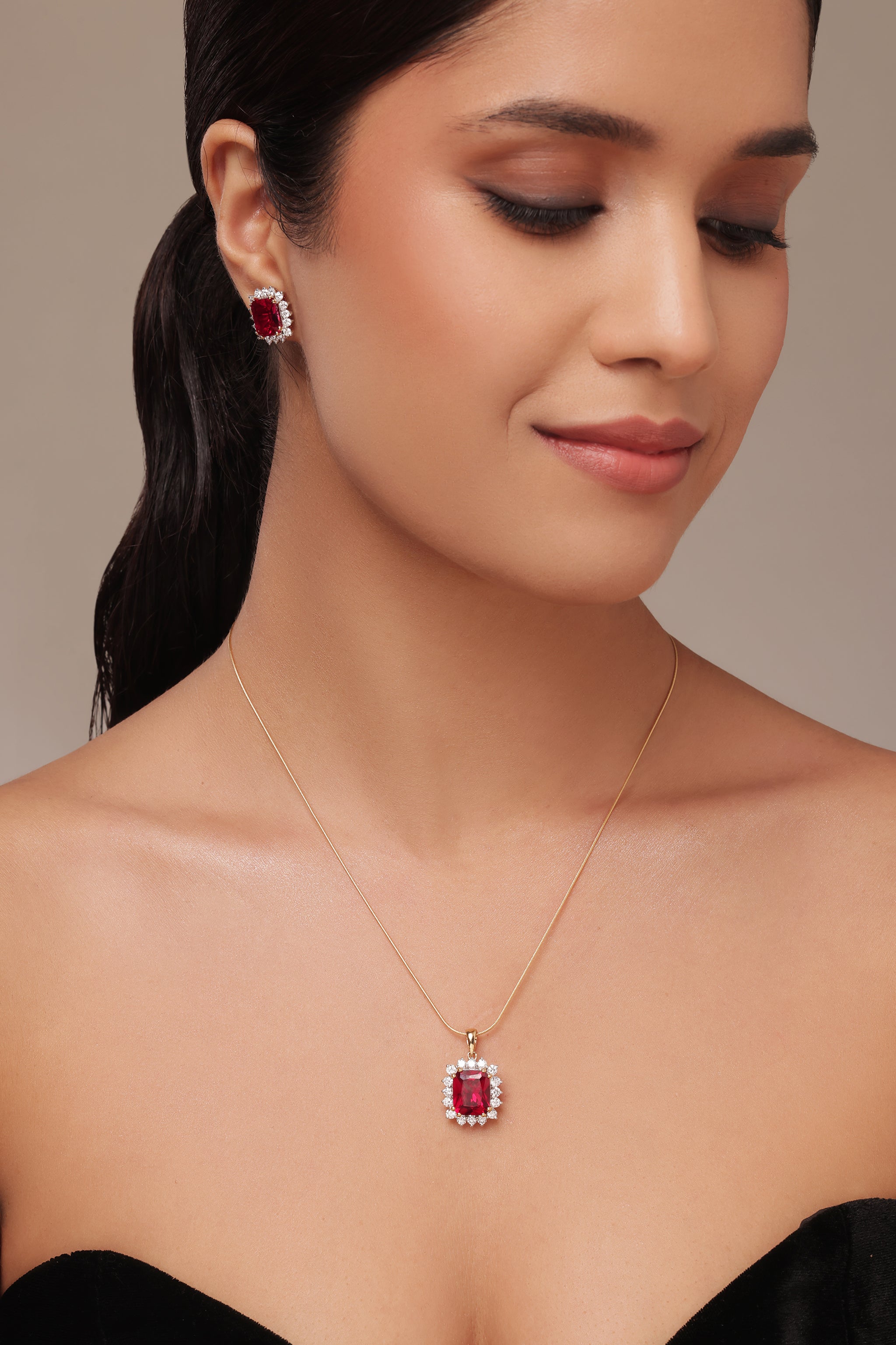 Ruby Stone - Sunburst Earrings