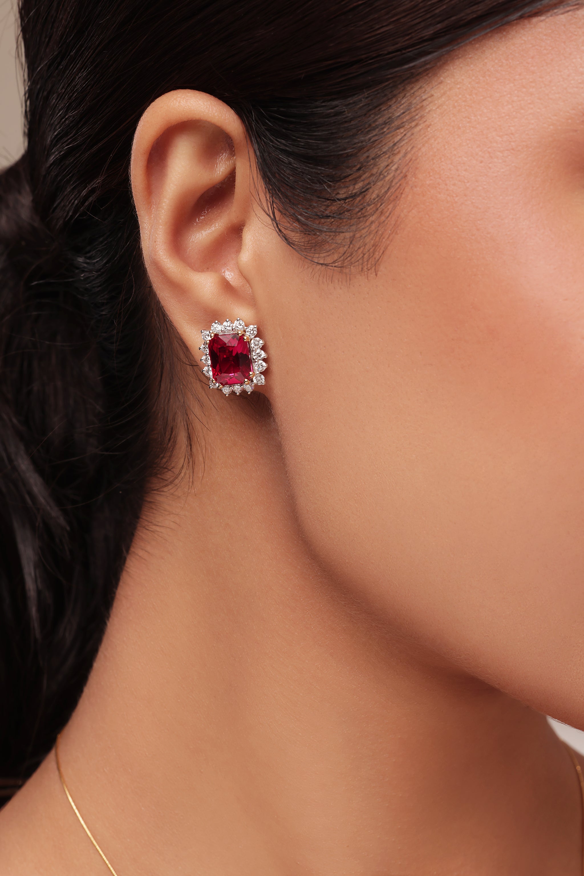 Ruby Stone - Sunburst Earrings