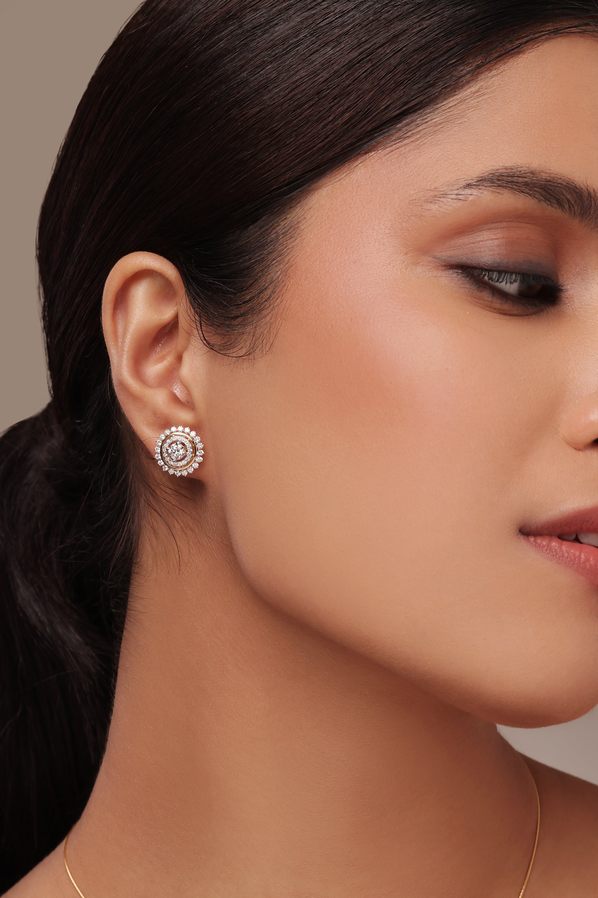 Round Diamond Double Halo Earrings