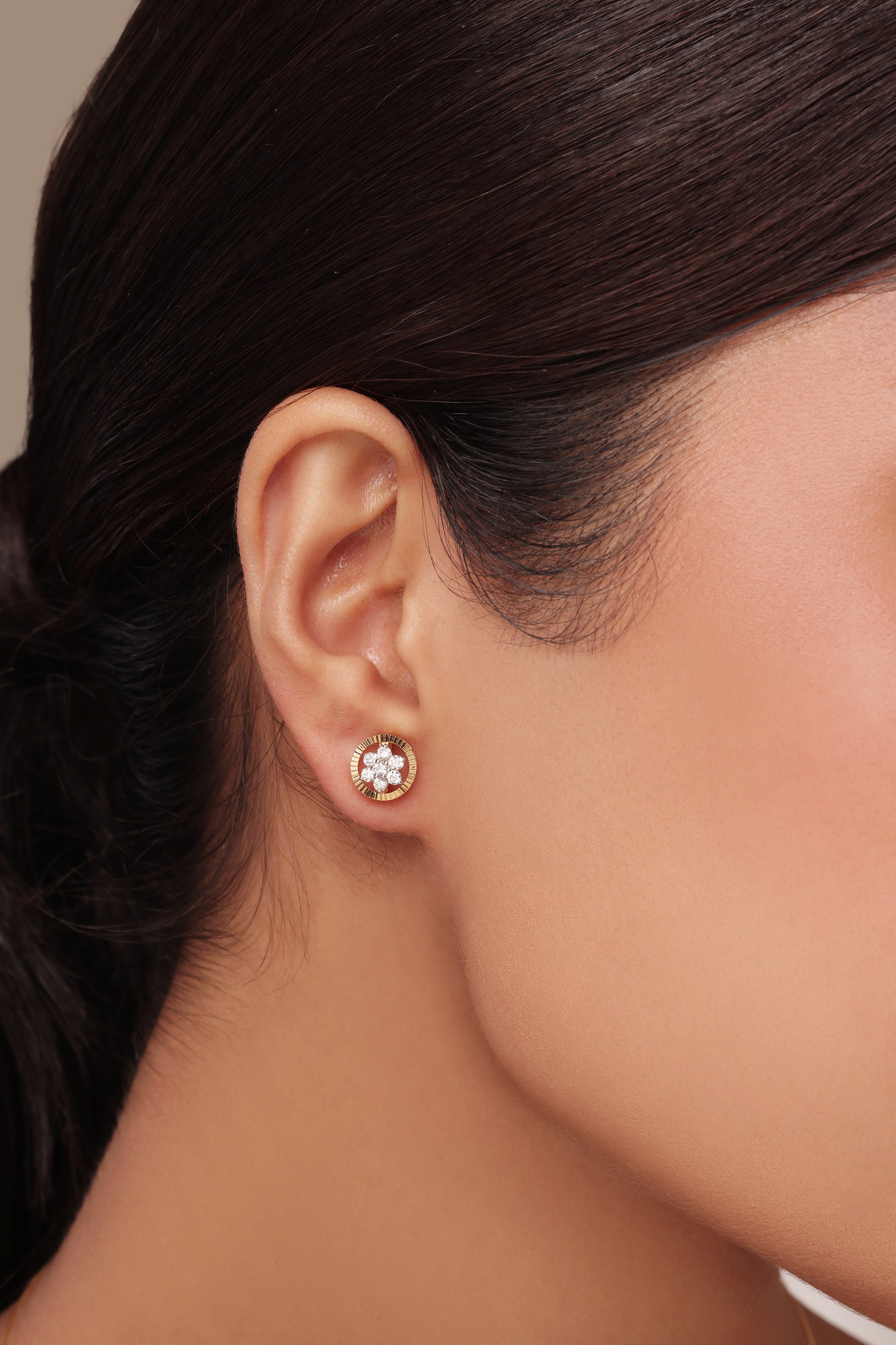 Round Diamond Cluster Halo Earrings