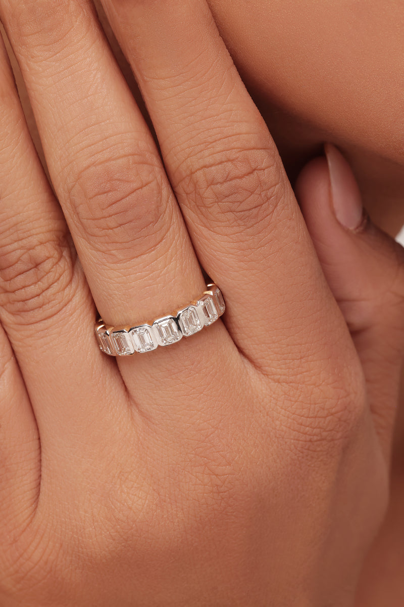 Emerald Eternity Band With Lab Grown Diamond