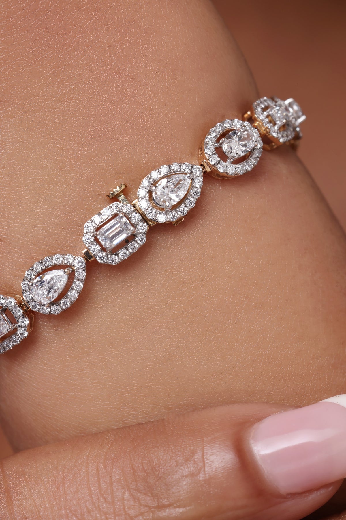 Multi-Shape Halo Tennis Bracelet