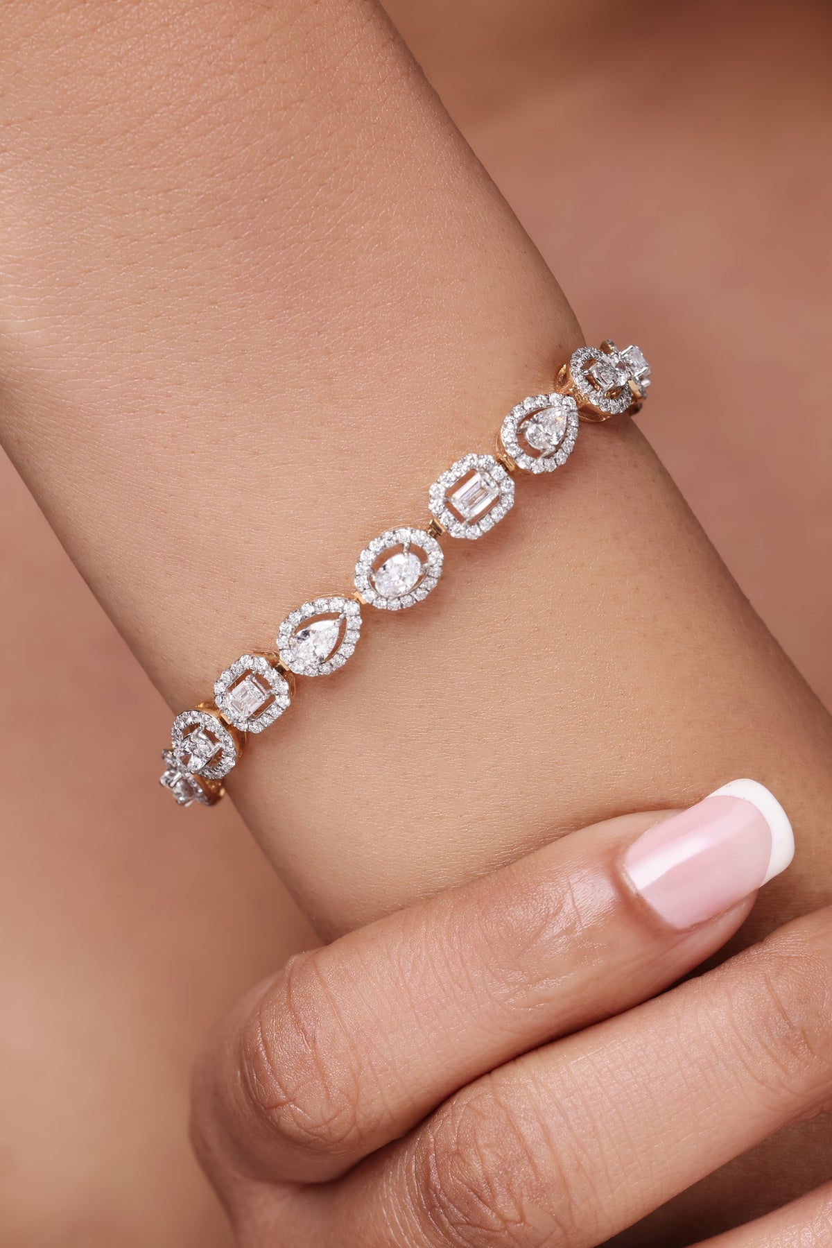 Multi-Shape Halo Tennis Bracelet