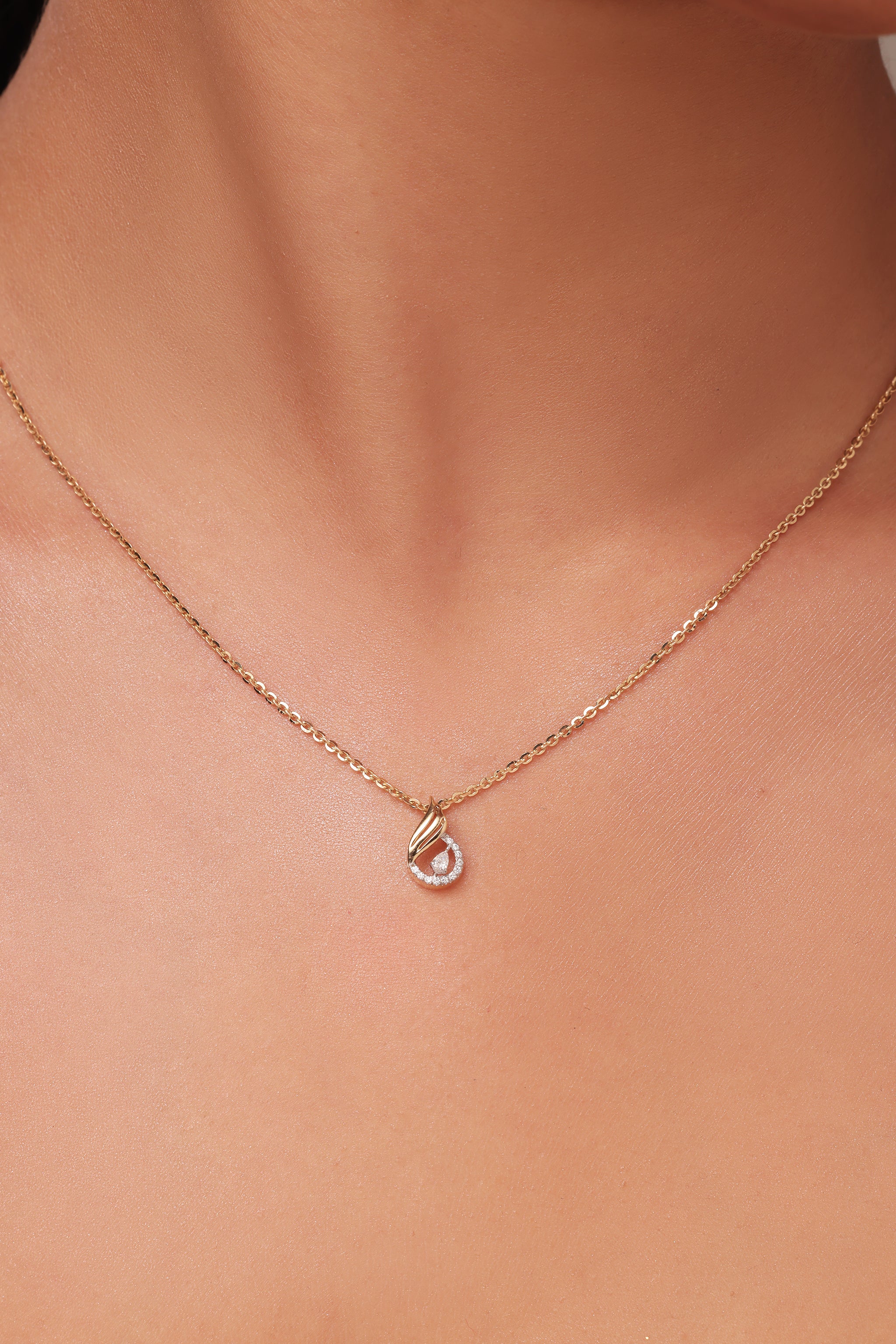 Pear and Round Diamond Fire Pendant
