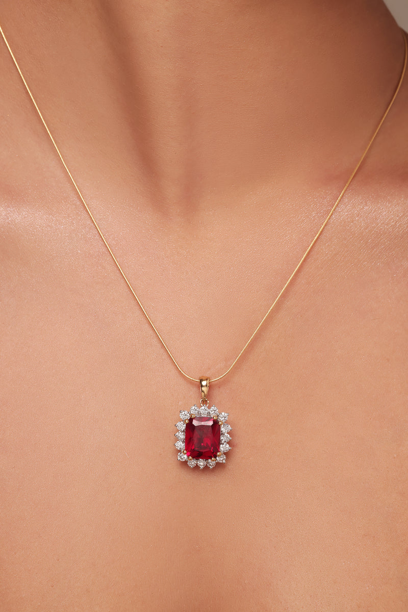 Ruby Stone - Sunburst Pendant