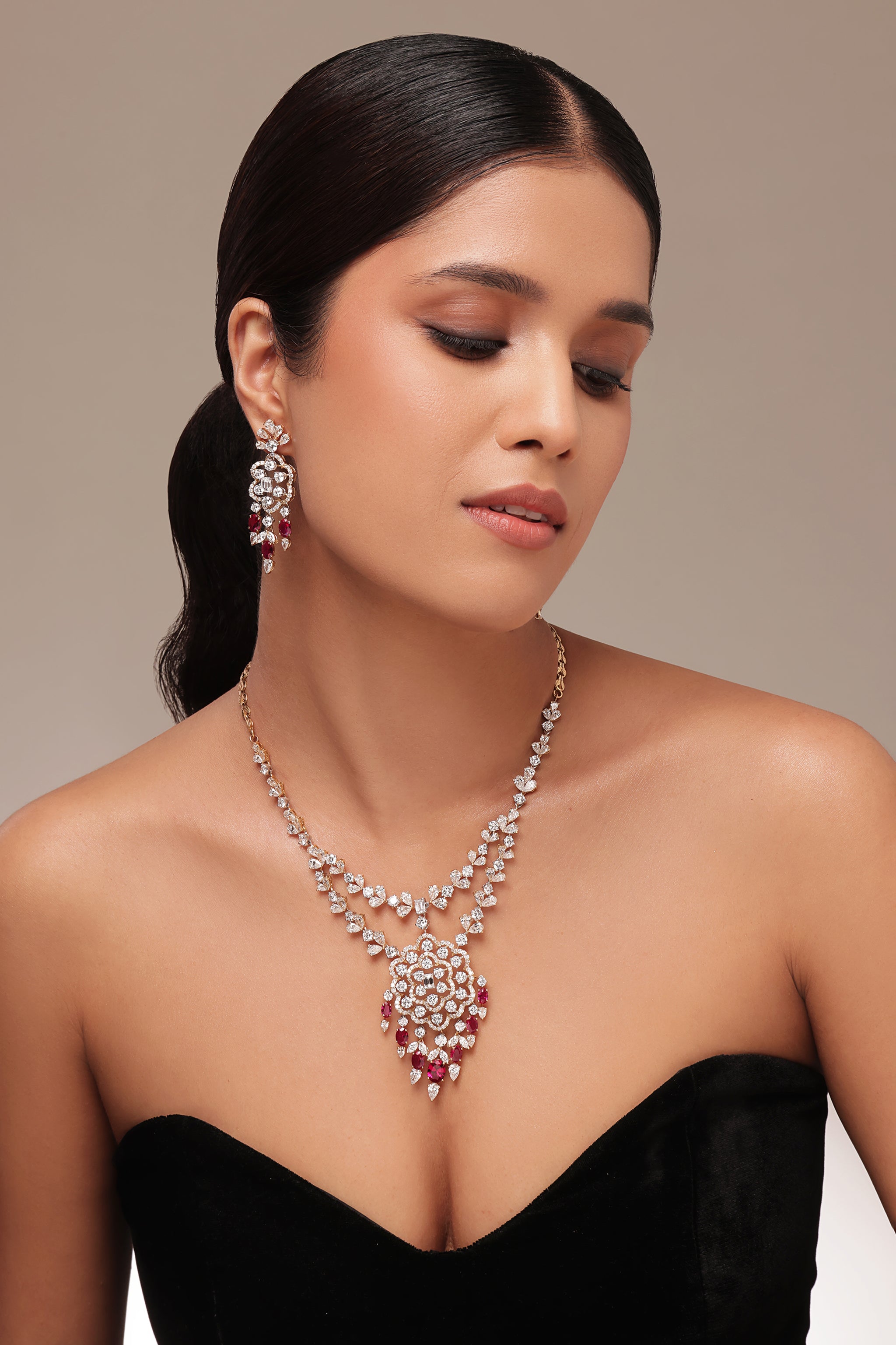 Ruby & Multi Diamond Earring