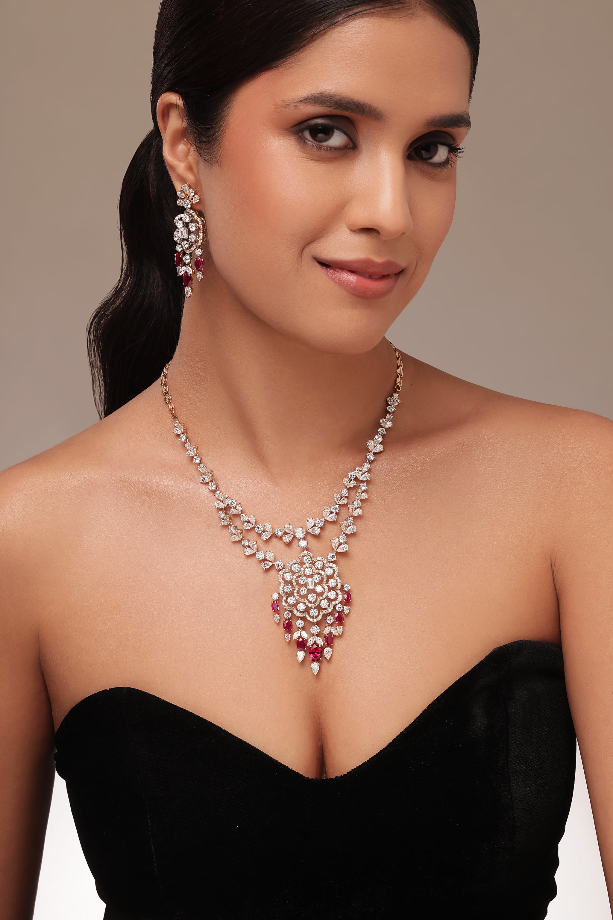 Ruby & Multi Diamond Earring