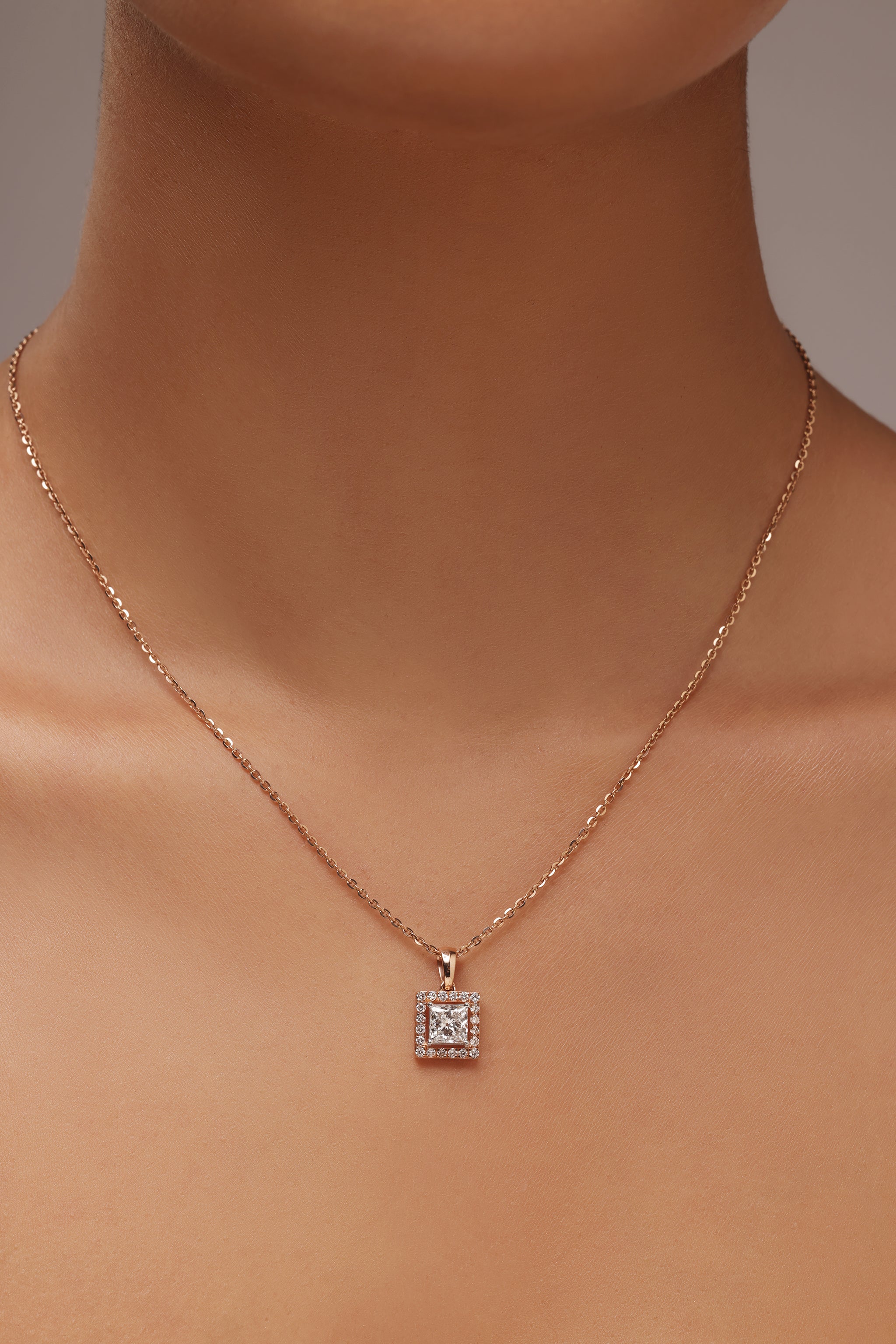 Princess cut Halo Diamond Earring