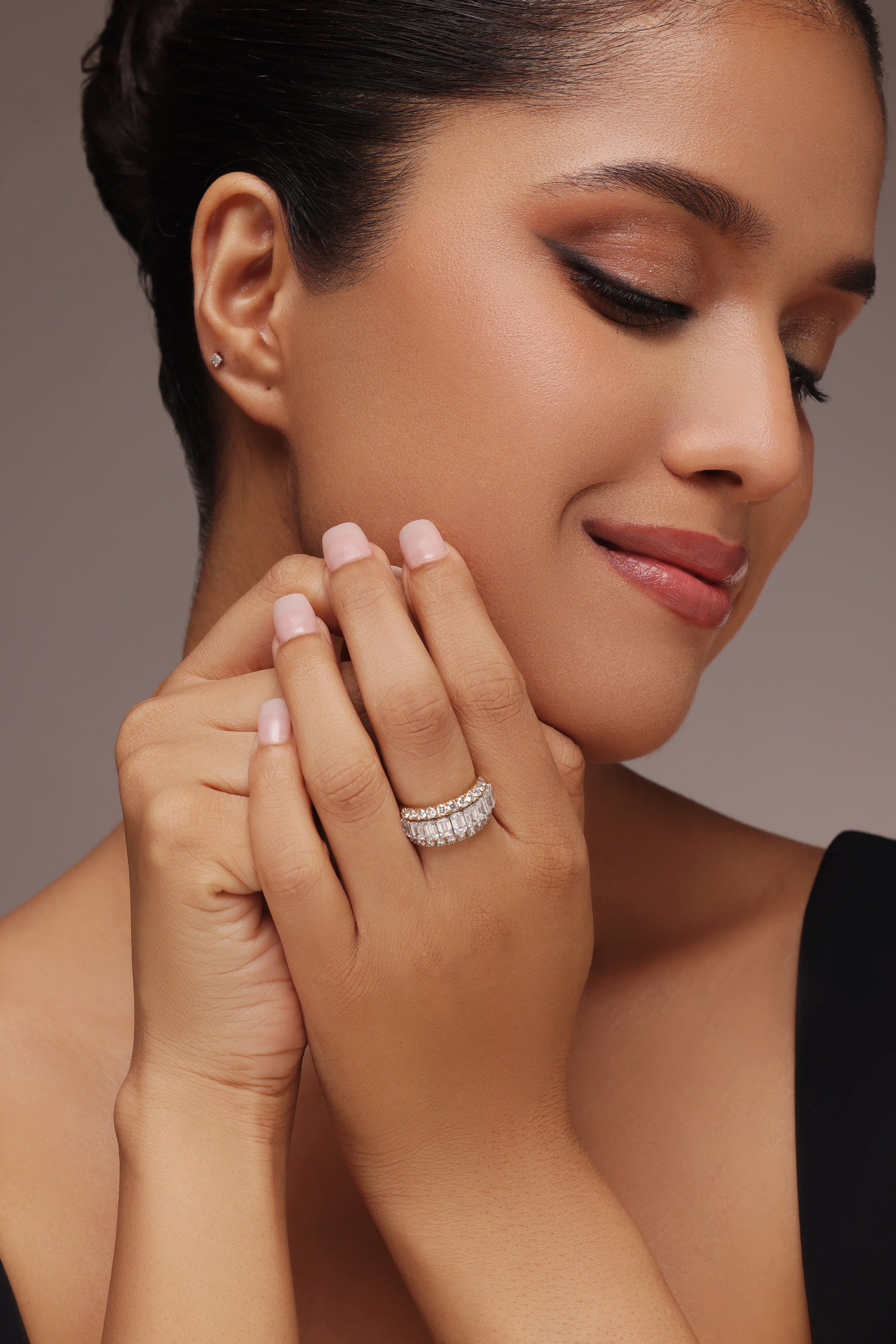 Three-Row Diamond Band Ring