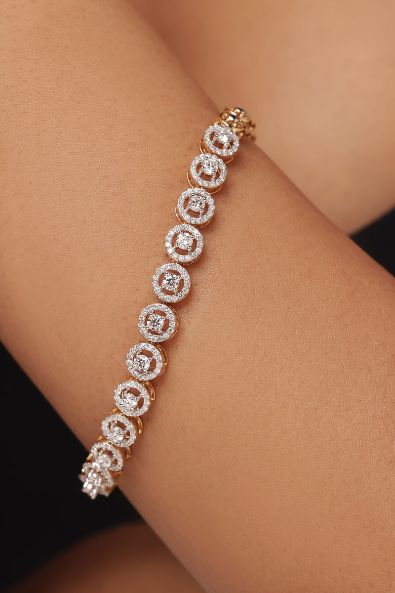 ROUND SOLITAIRE HALO TENNIS BRACELET