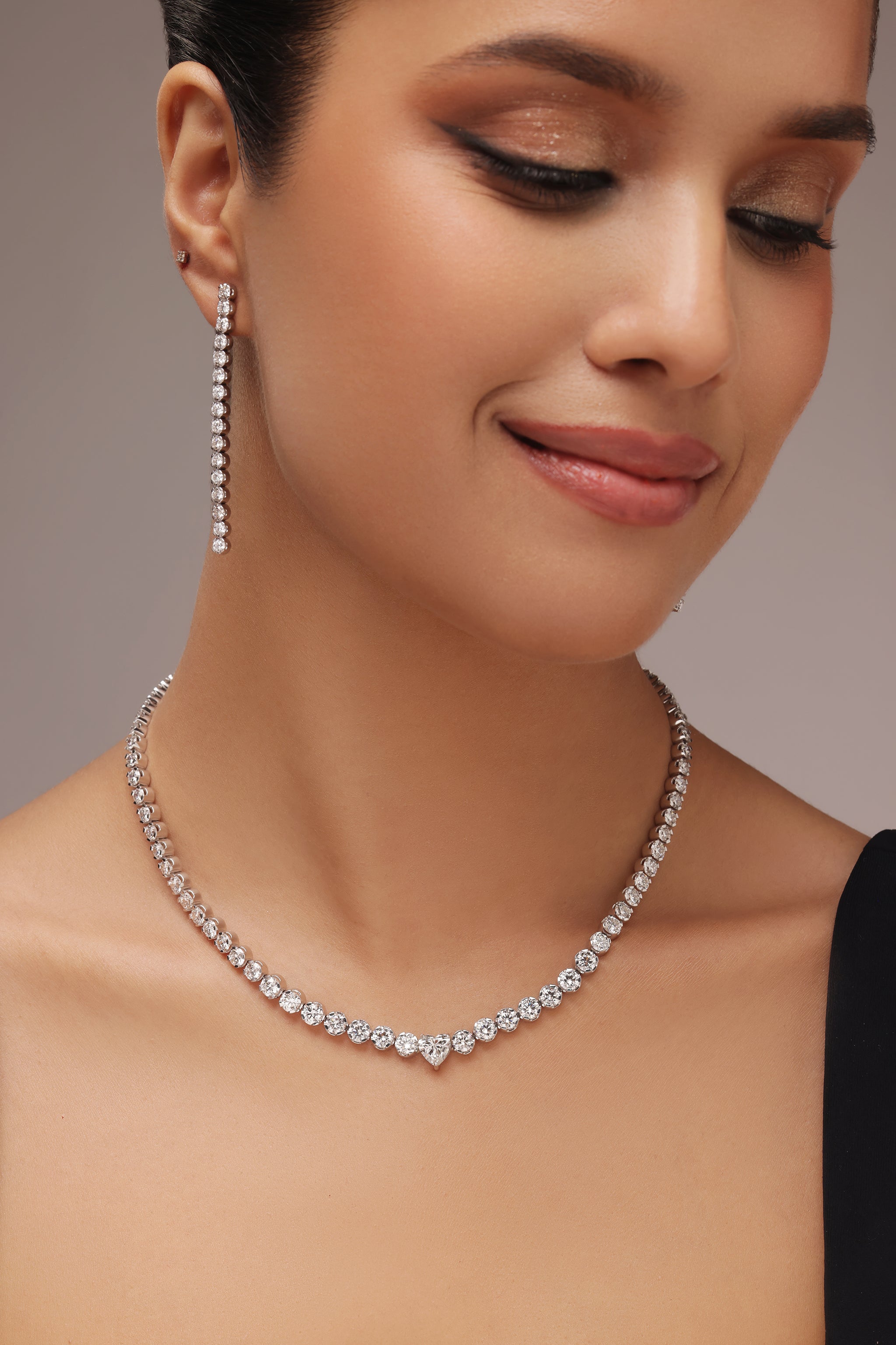 Round and Heart Diamond Centred Earring