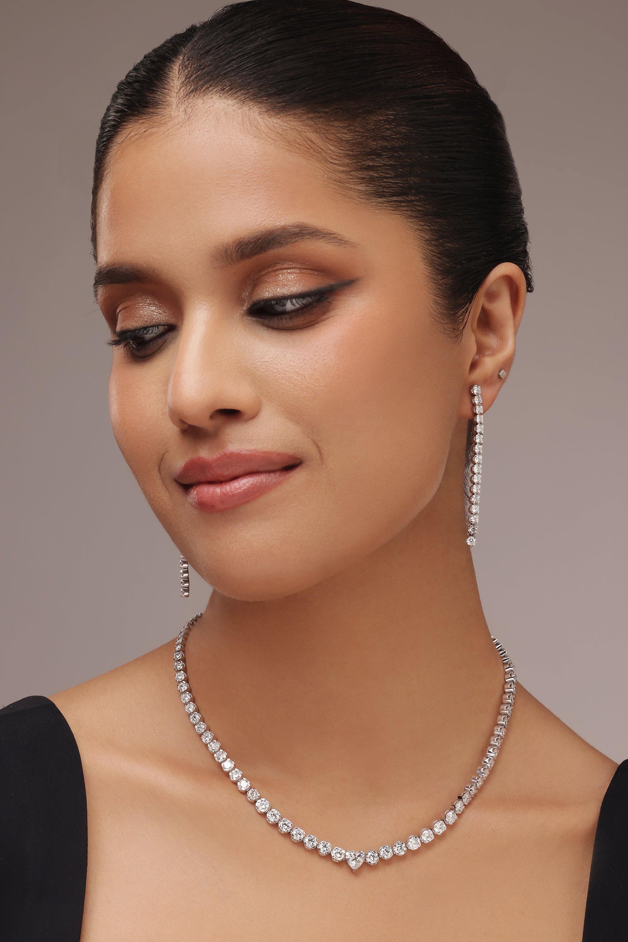 Round and Heart Diamond Centred Earring