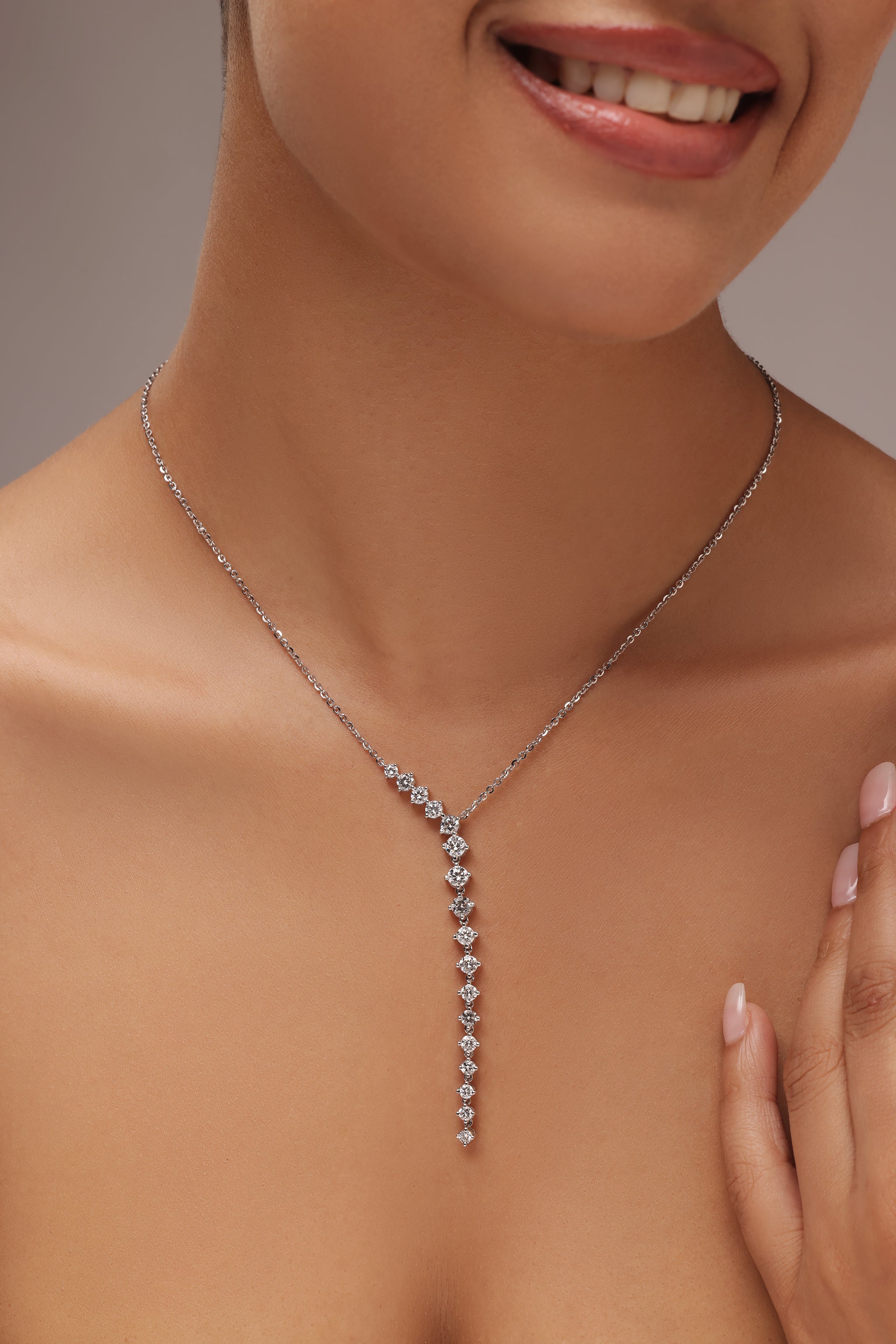 Round Diamond Lariat Necklace