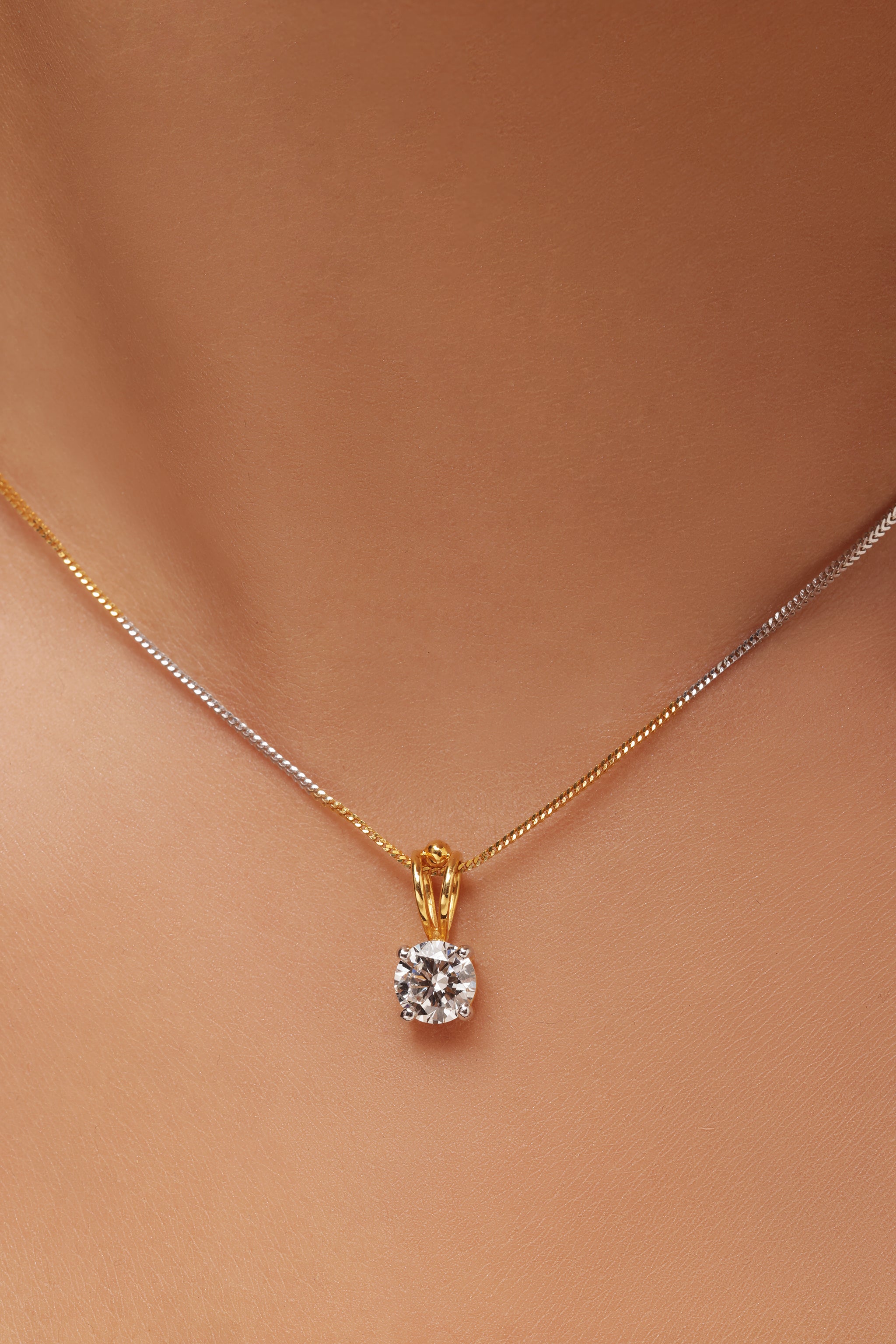 Round Solitaire Two-Tone Pendant