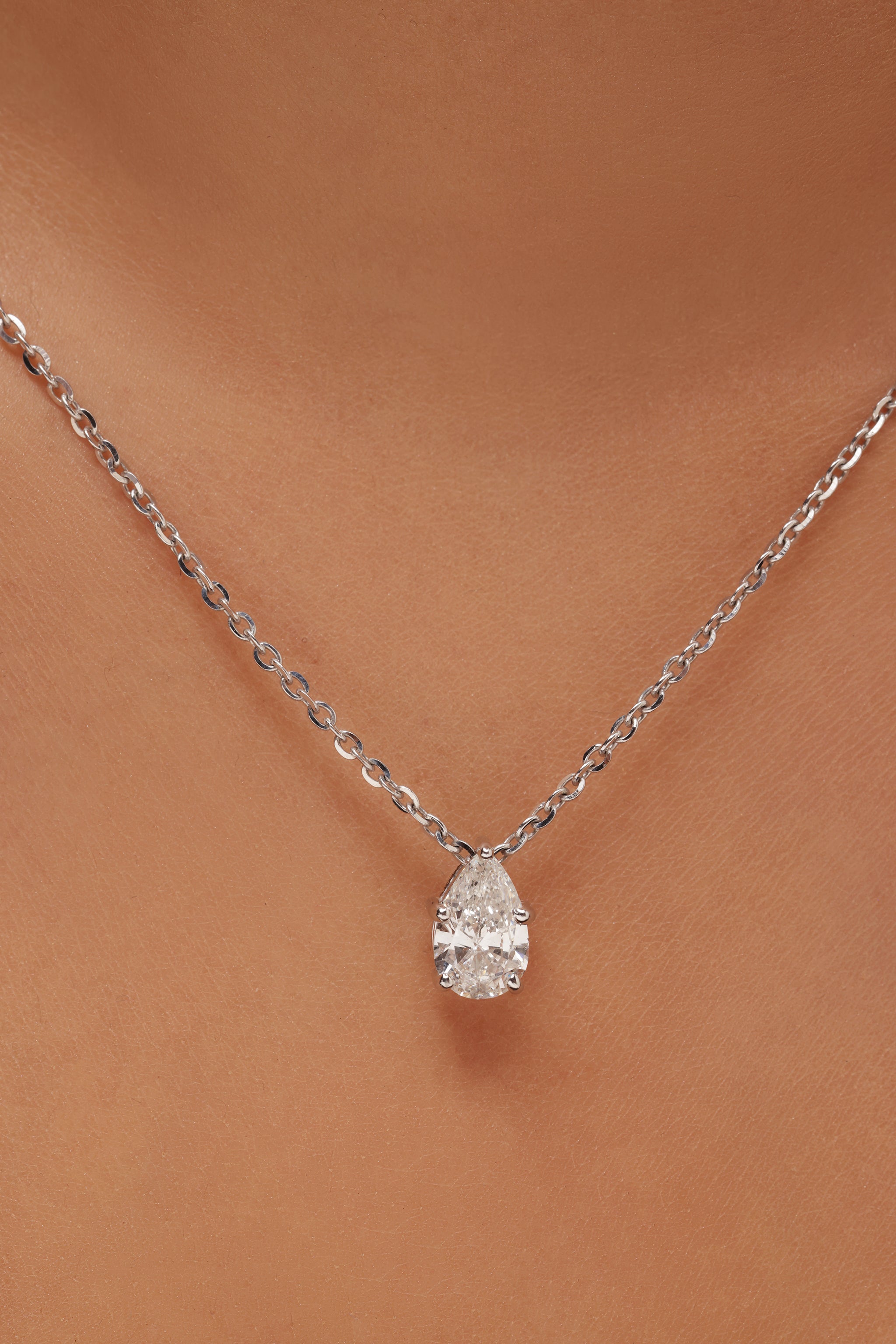 Pear Cut Solitaire Diamond Pendant