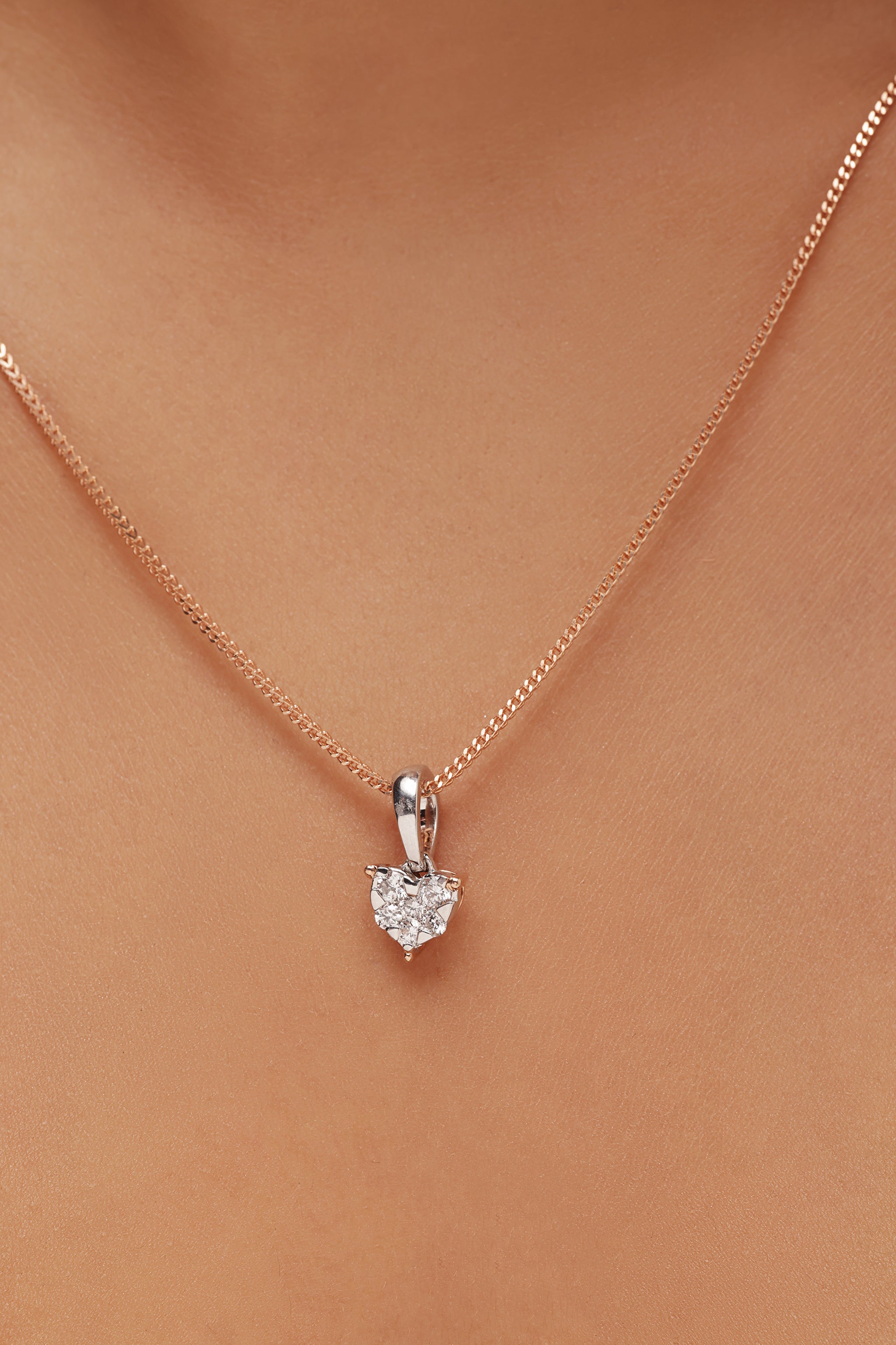 Diamond Cluster Heart Pendant
