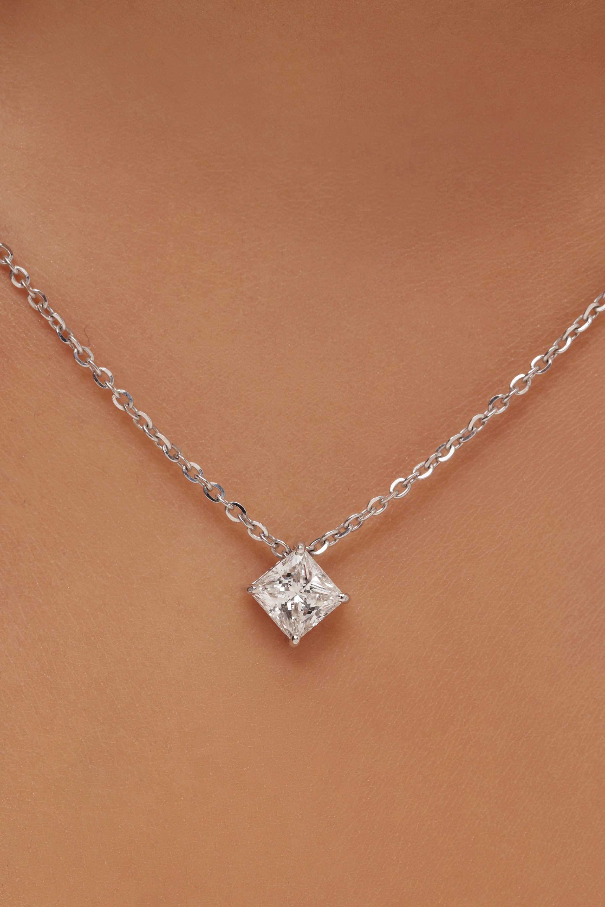 Princess Cut Solitaire Diamond Pendant