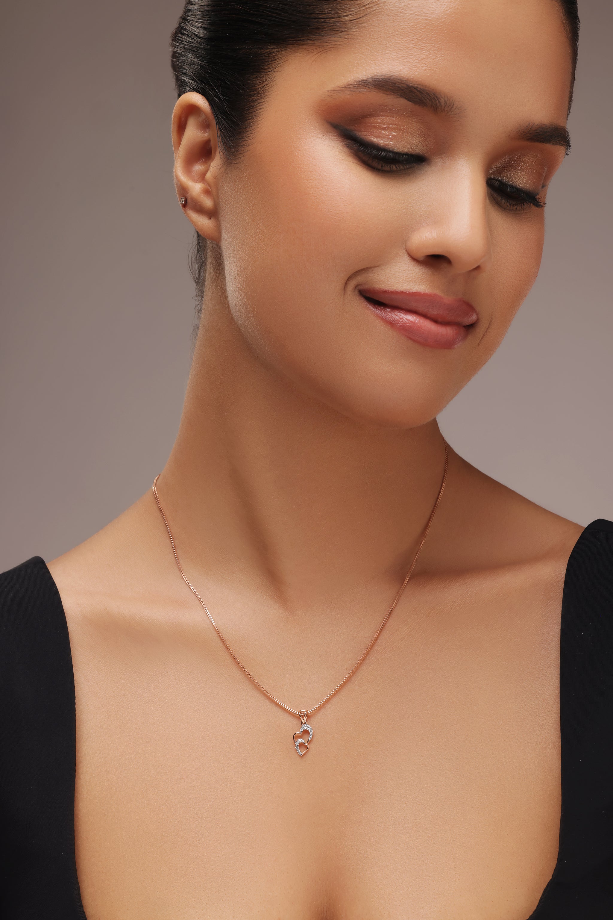 Double Heart Diamond Pendant