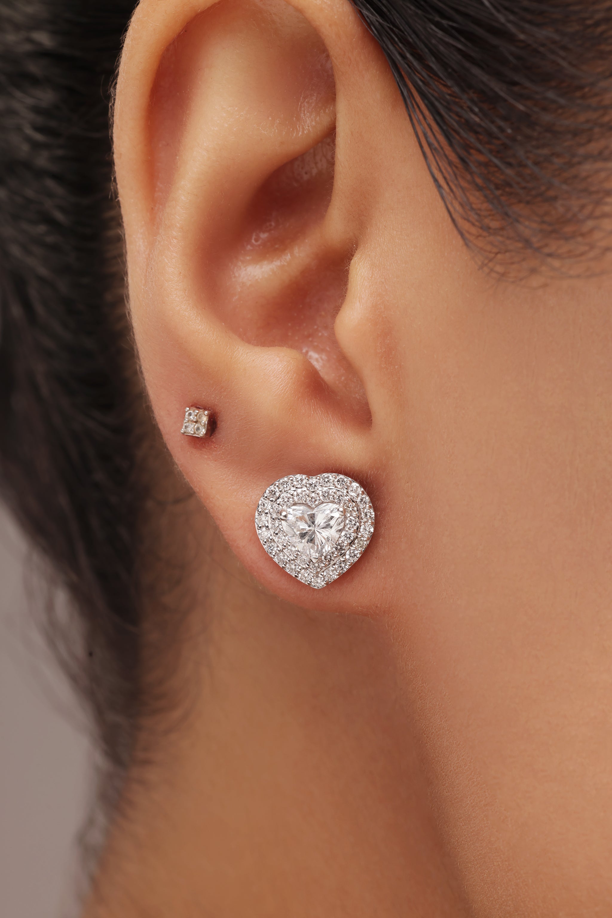 Hear Diamond Cluster Earring