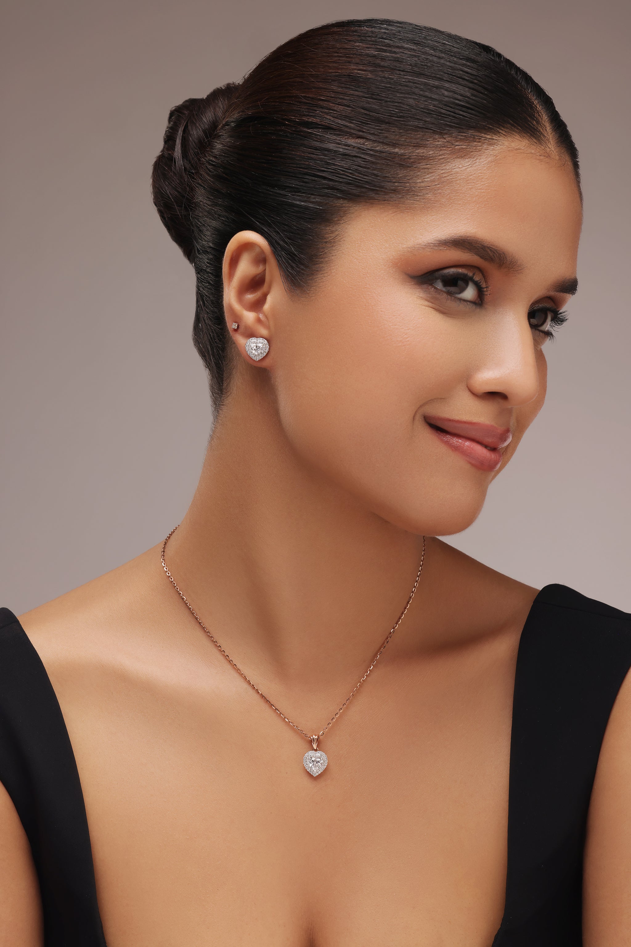 Hear Diamond Cluster Earring