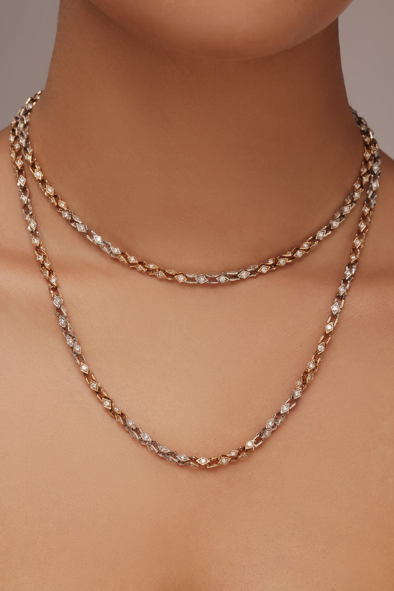 Dual Tone Unisex Diamond Gold Chain