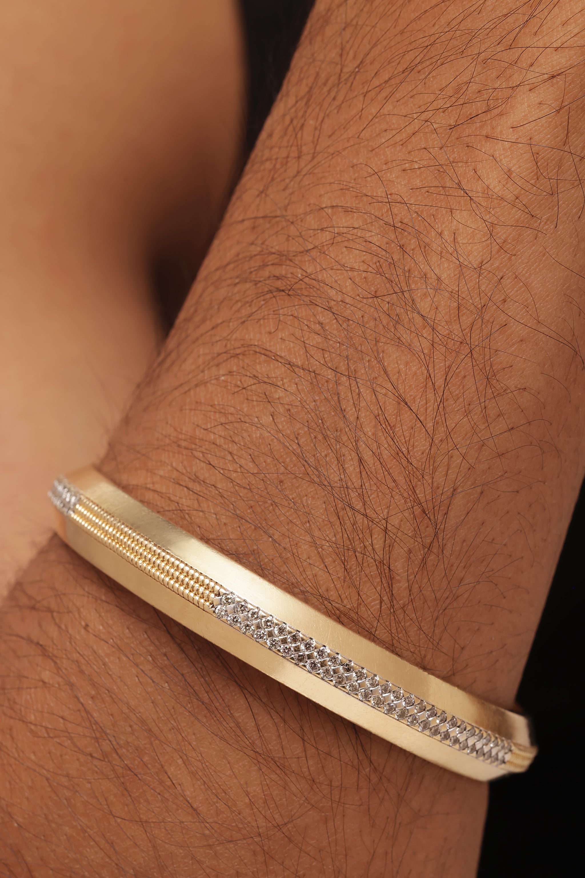 Men's Diamond-Accented Gold Kada