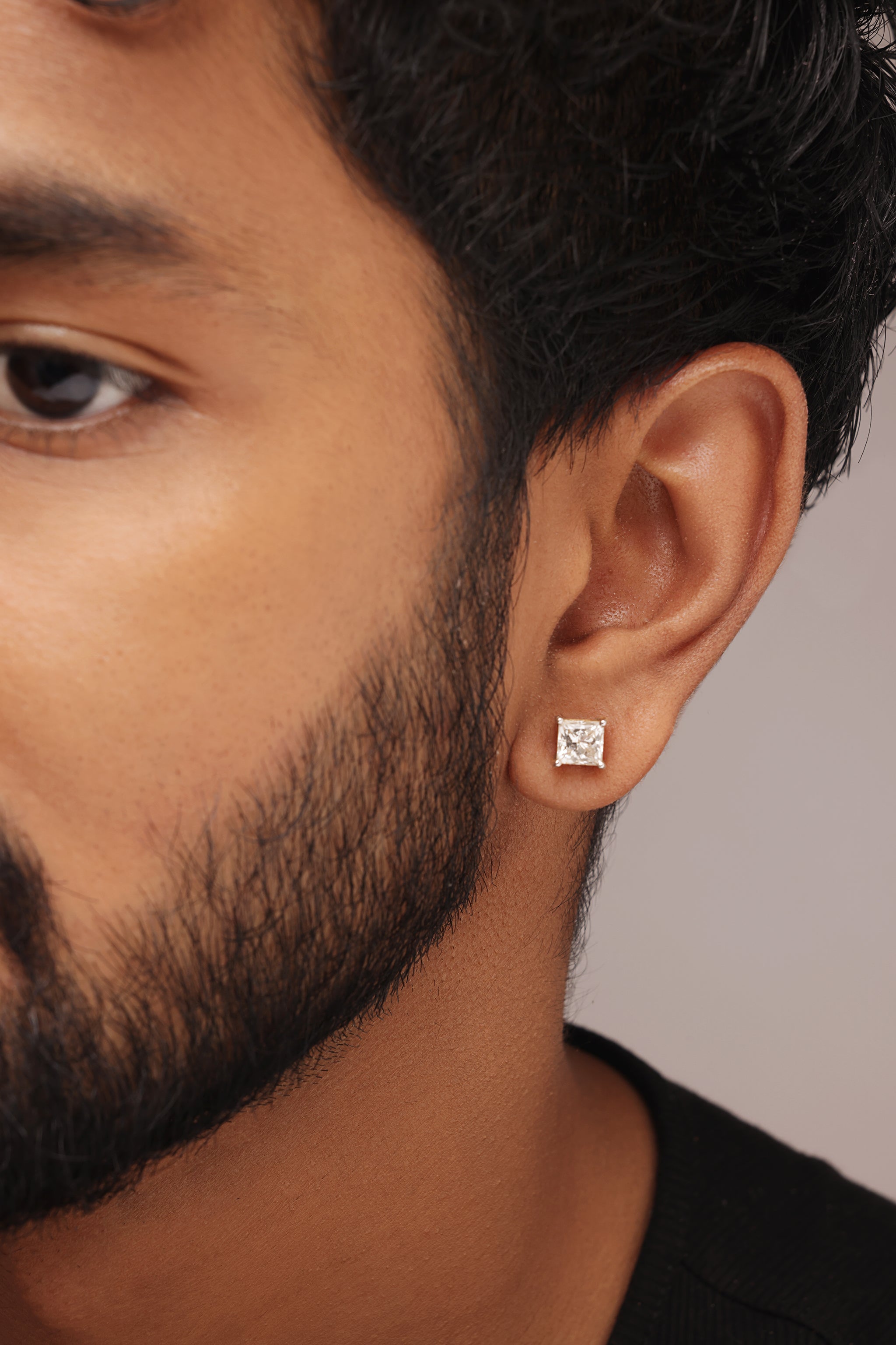 Princess Cut Diamond Mens' Stud